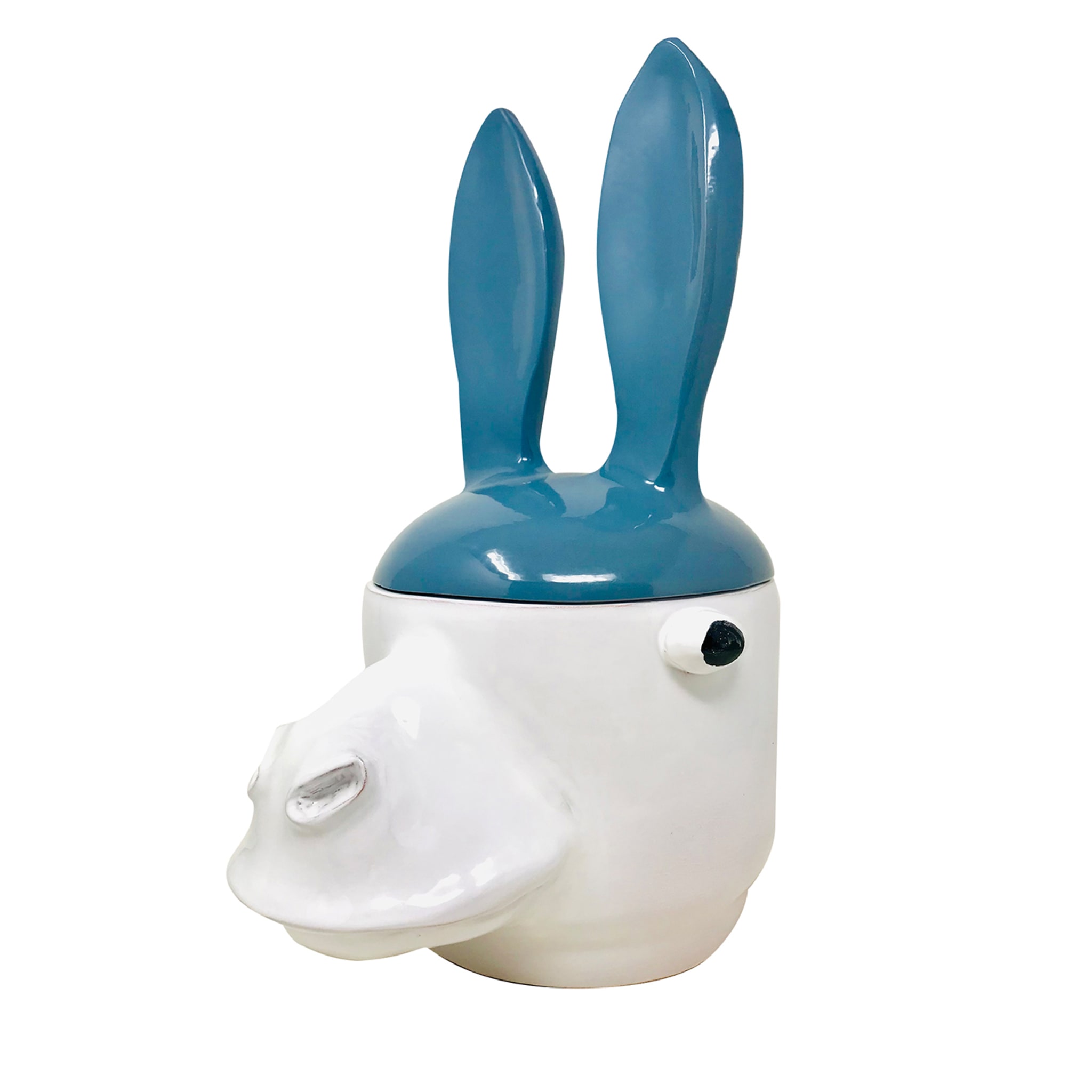 Donkey Large Blue and White Container with Lid - Main view