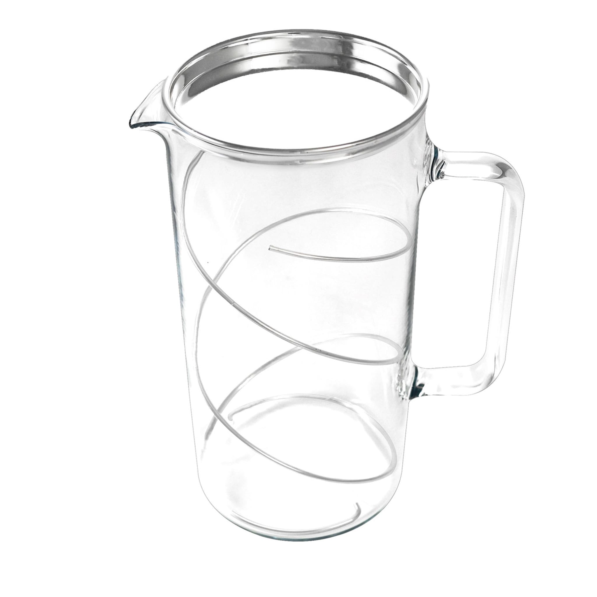 Clear Pitcher with Silvery Spiral and Lid - Main view