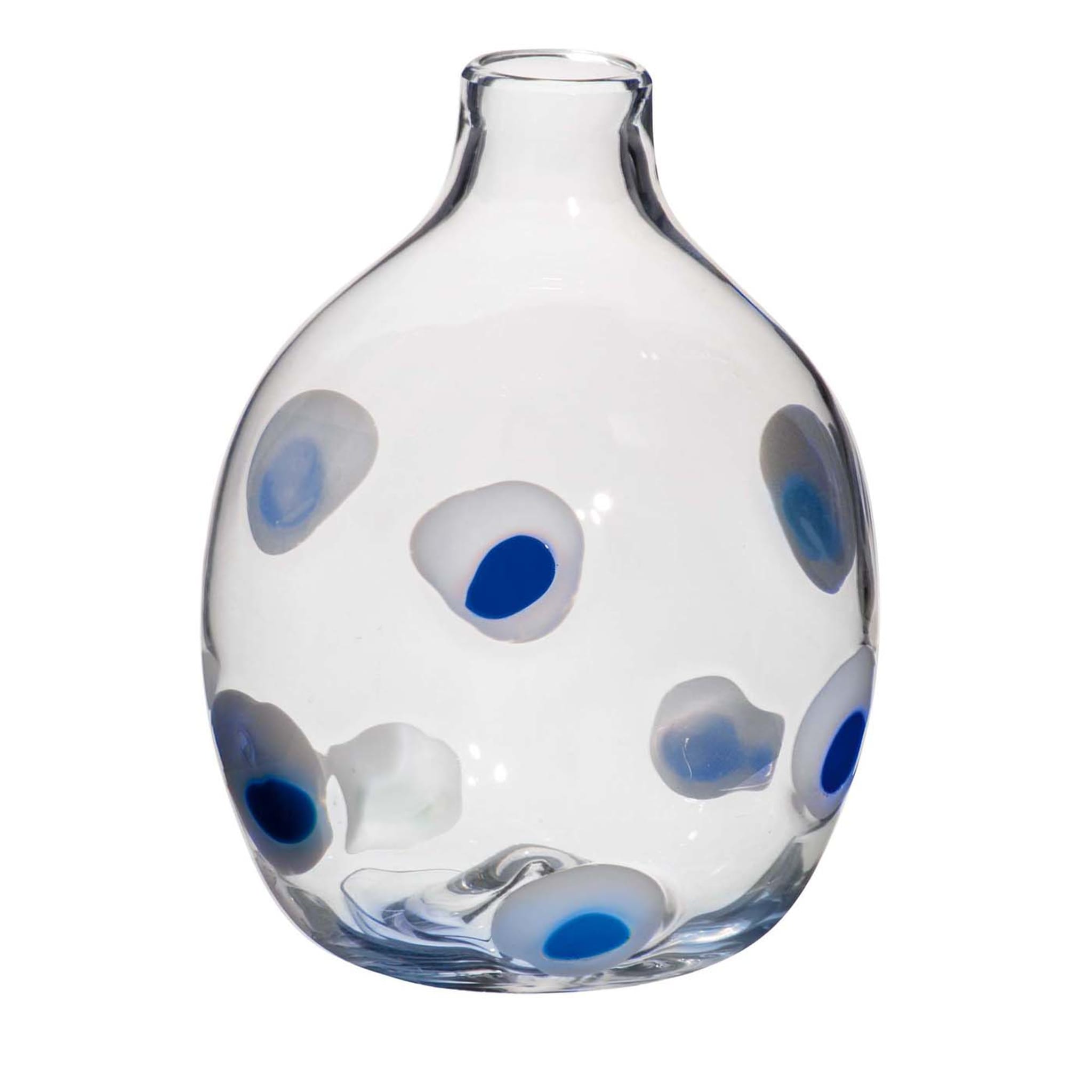 Vase à fleurs simples à pois bleus et blancs de Carlo Moretti - Vue principale