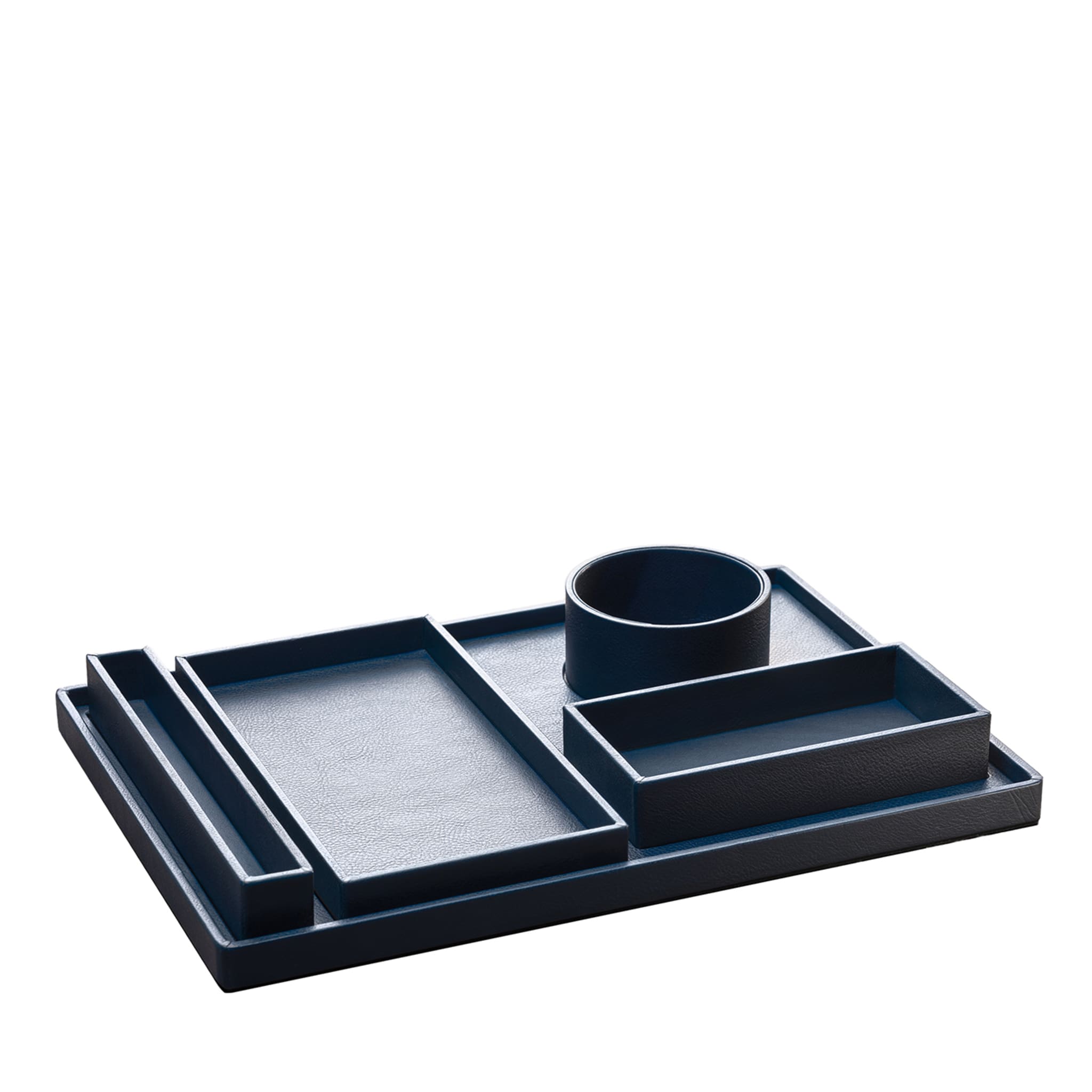 Navy Blue Leather Canteen Tray 02 by Shawn Henderson - Main view