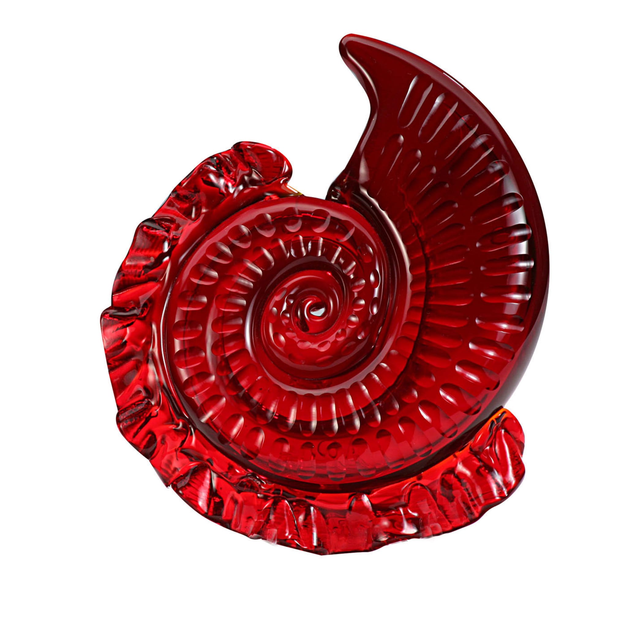 Sculpture en ammonite rouge de Margherita Barbini - Vue principale