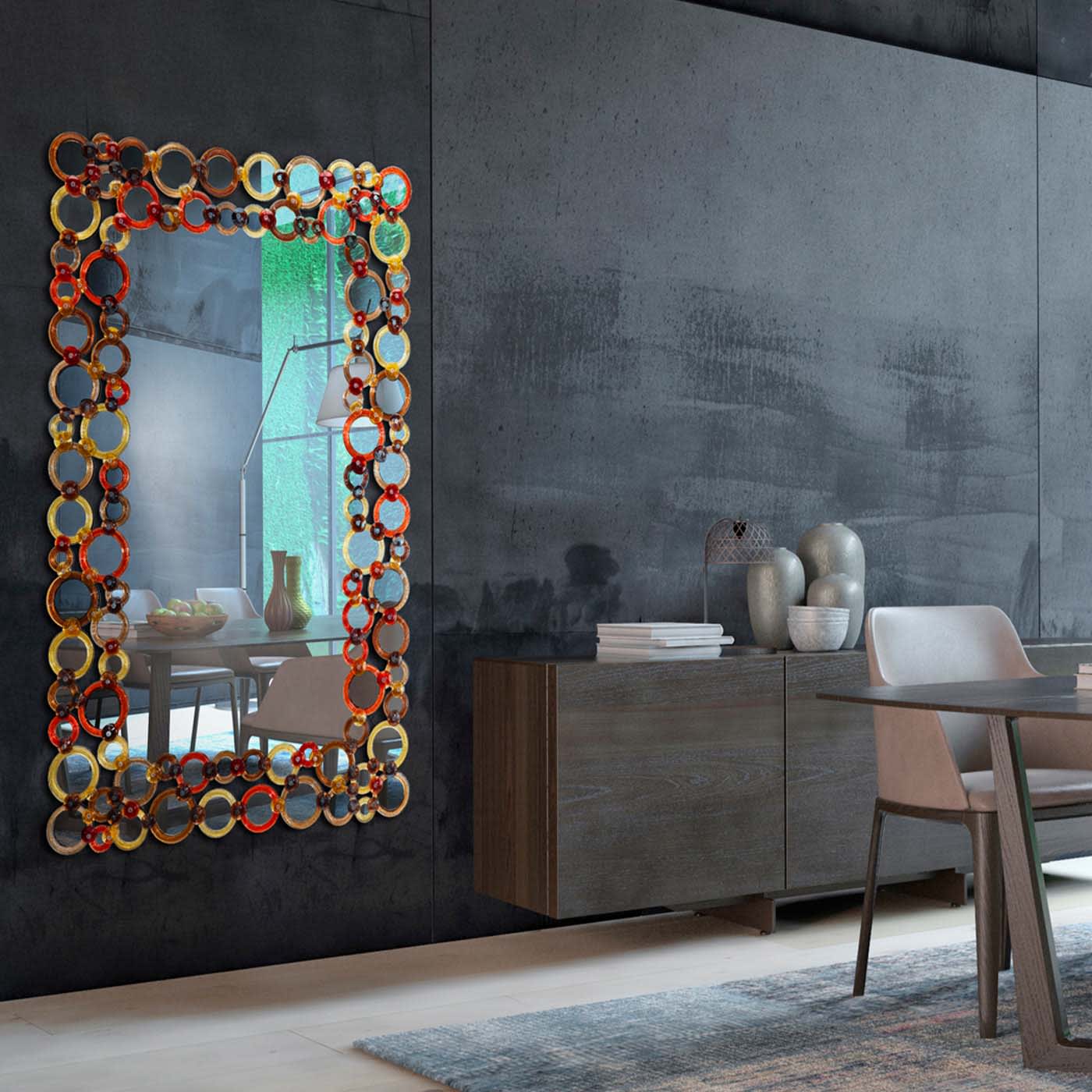 Cerchi Color Rectangular Wall Mirror - Ongaro & Fuga