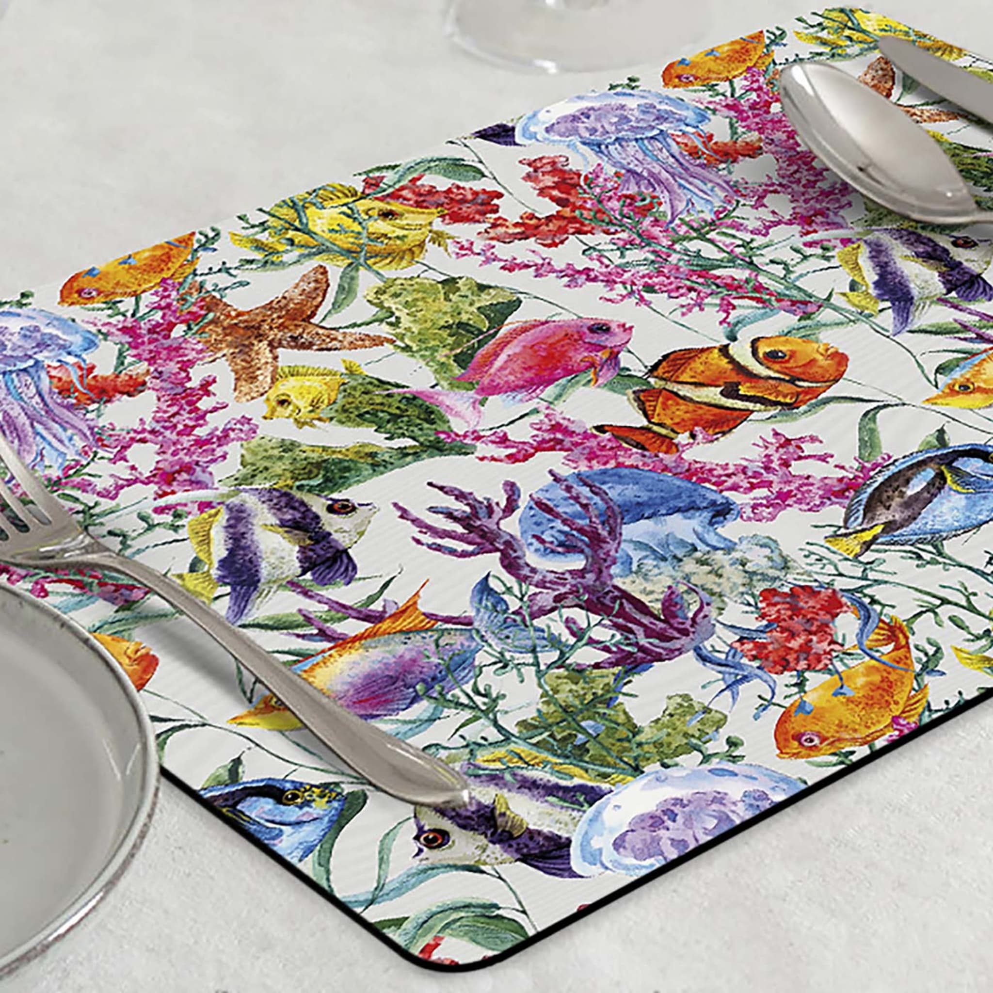 Fish Party Turquoise Set of 2 Rectangular Placemats - Alternative view 1
