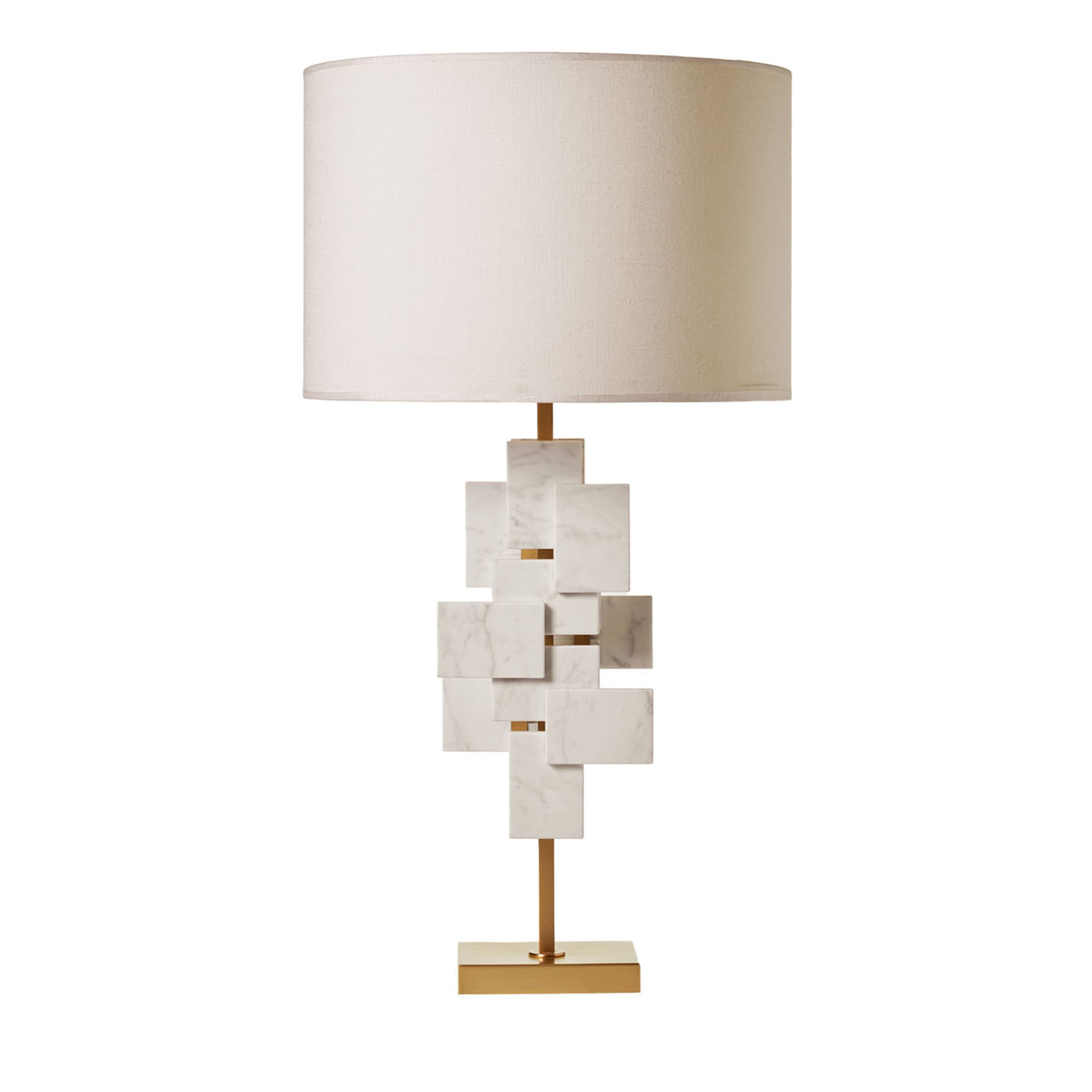 "Tiles" Table Lamp in Carrara Marble and Satin Brass - Main view