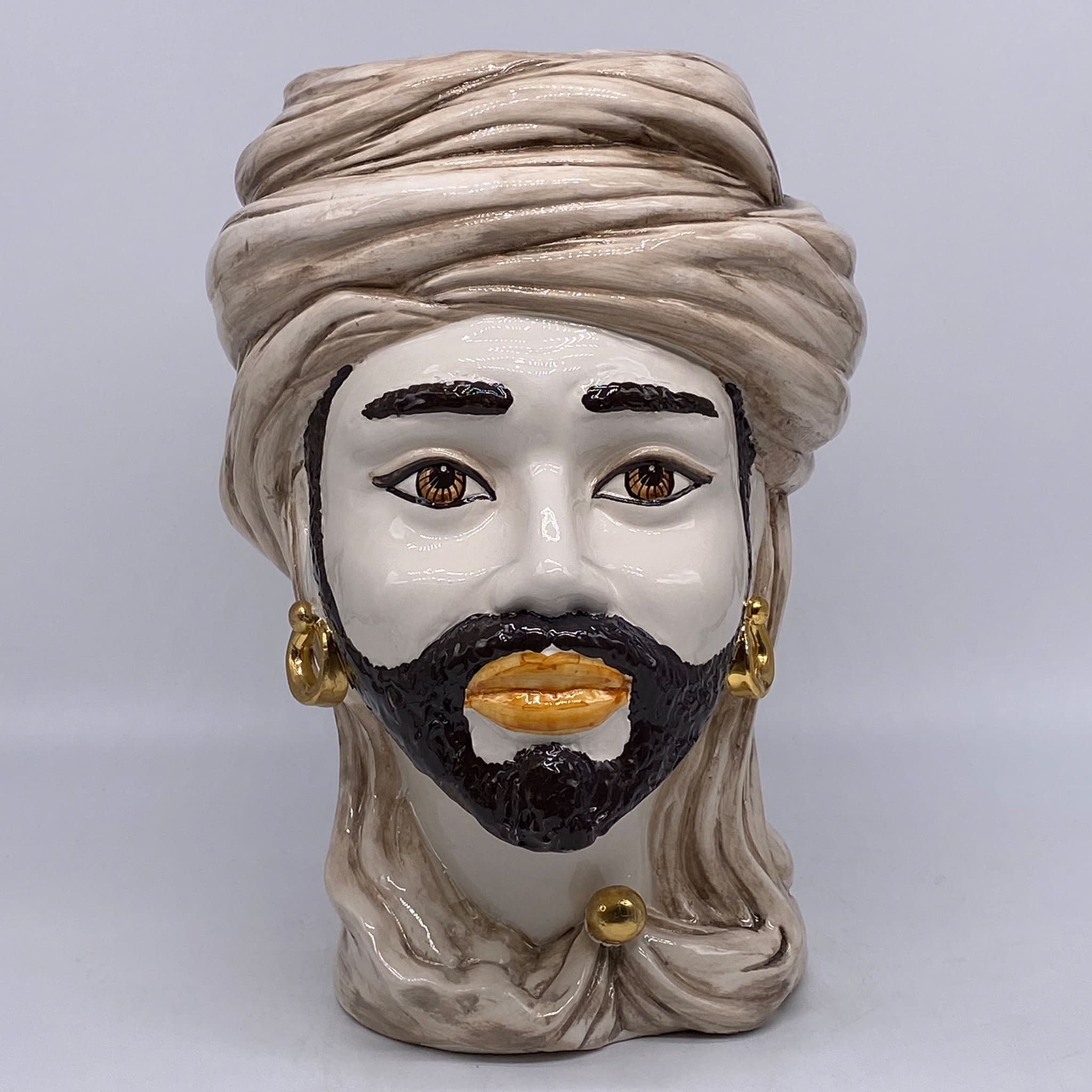 Man Beige Gold Anubi Moor's Head Vase - Alternative view 1
