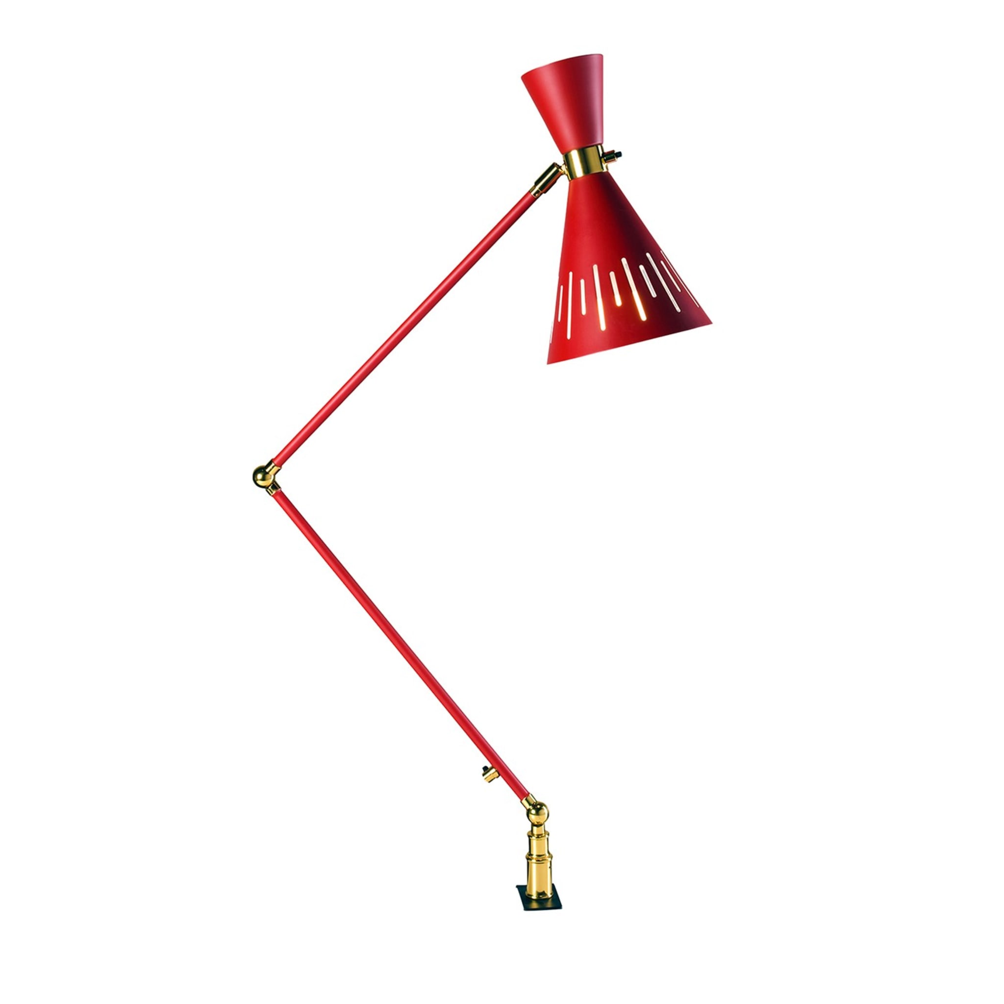 Pop Red and Polished Brass Table Lamp - Main view