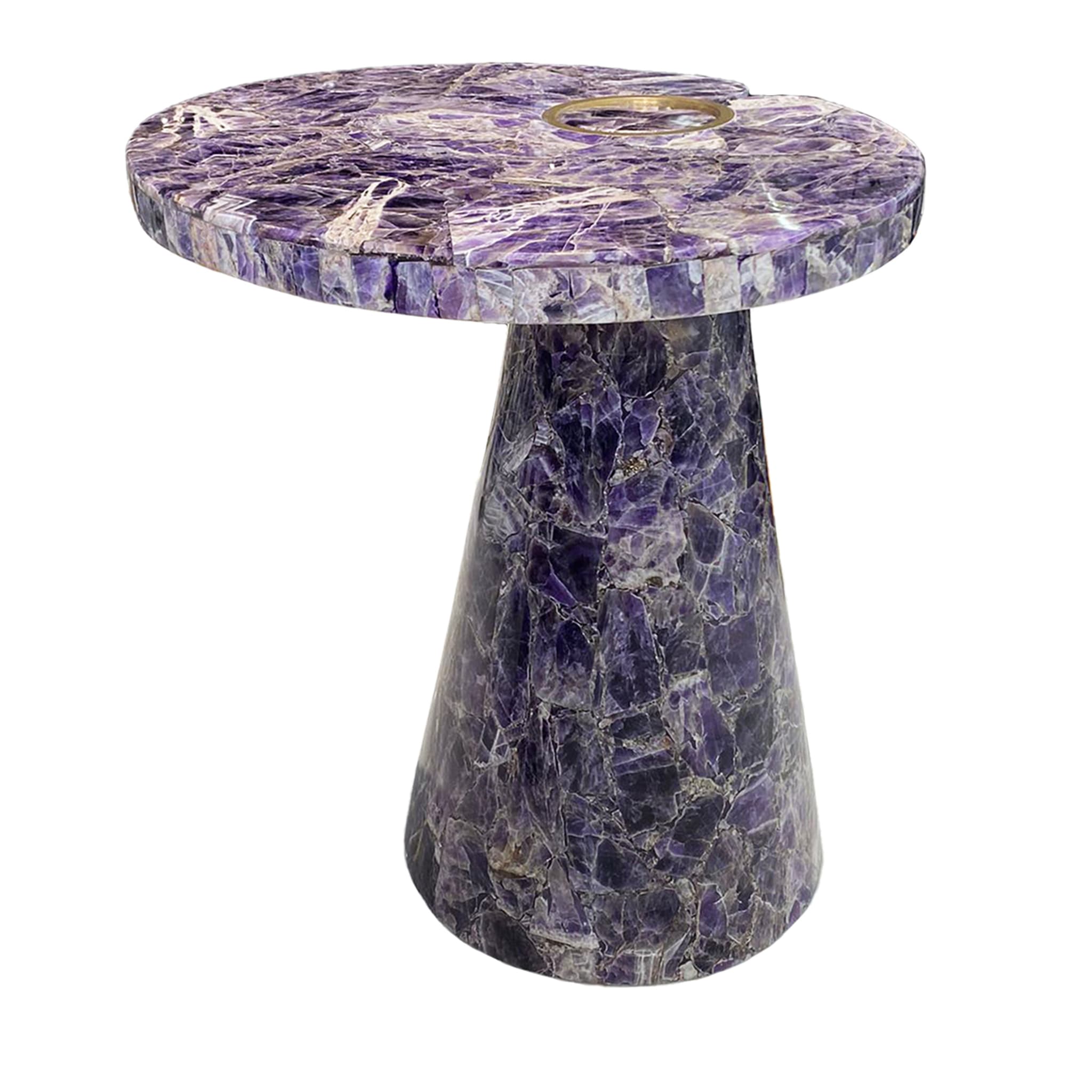 Gold Round Amethyst Side Table - Alternative view 1
