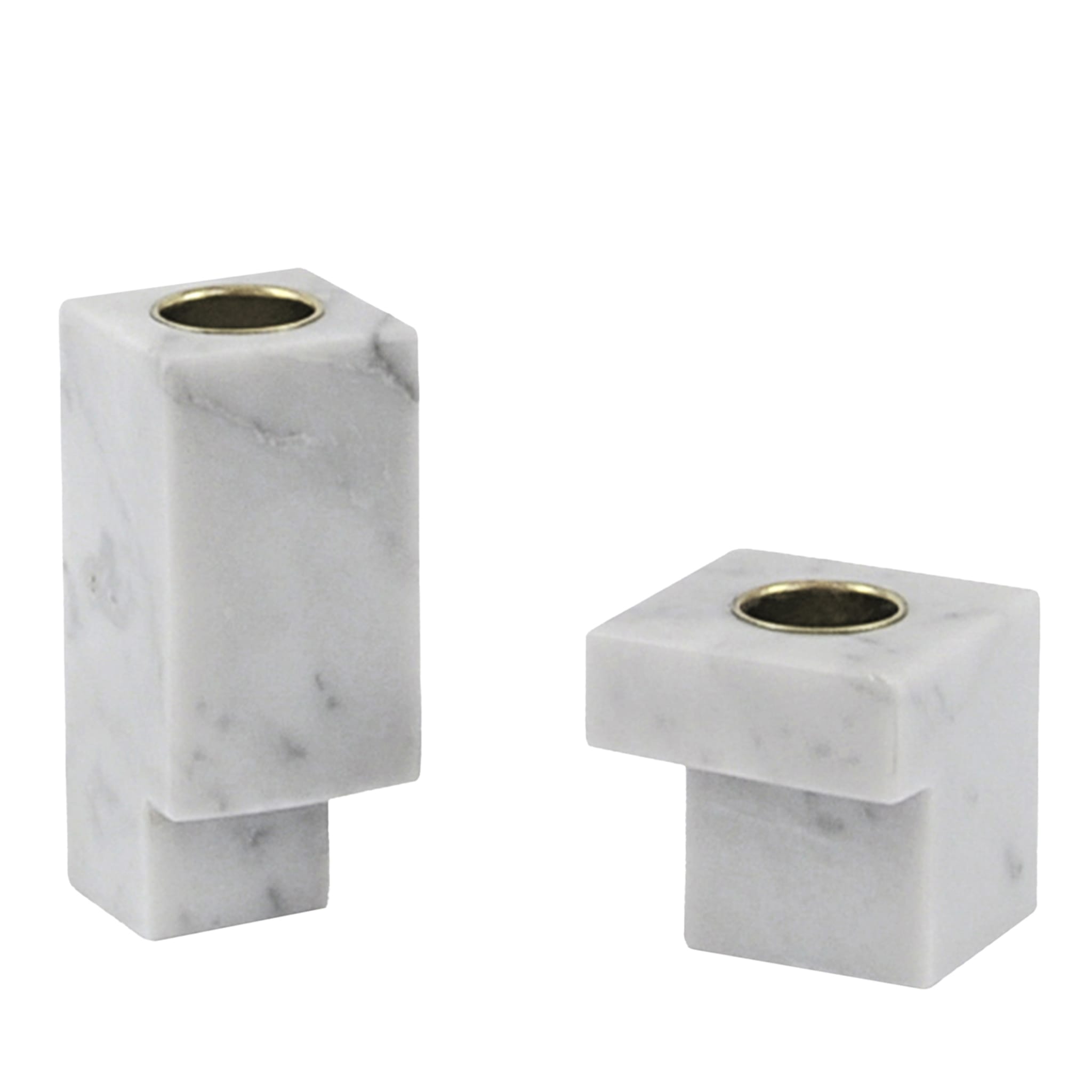 Set Of 2 White Squared Candle Holder - Main view