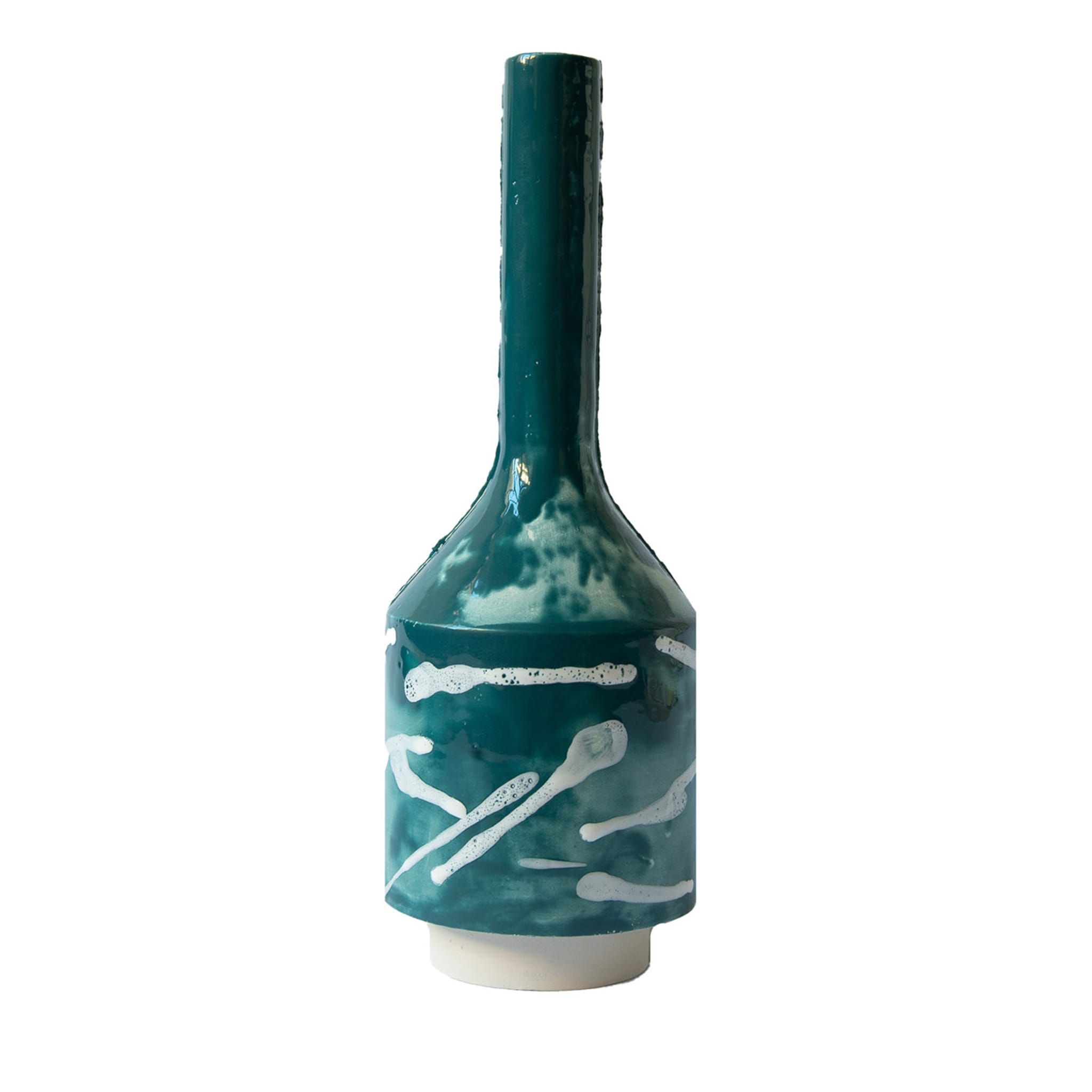 Vase à tige unique Marmo Serpentino Teal - Vue principale