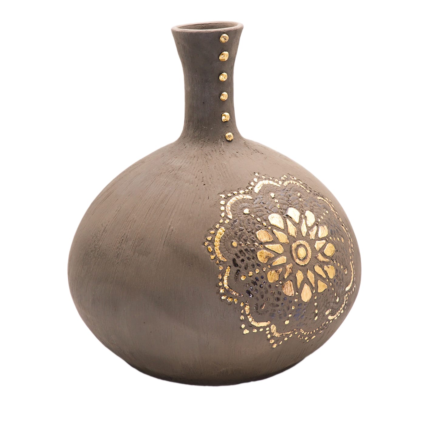 Brown and Gold Ampoule - Des Ceramiche Artistiche