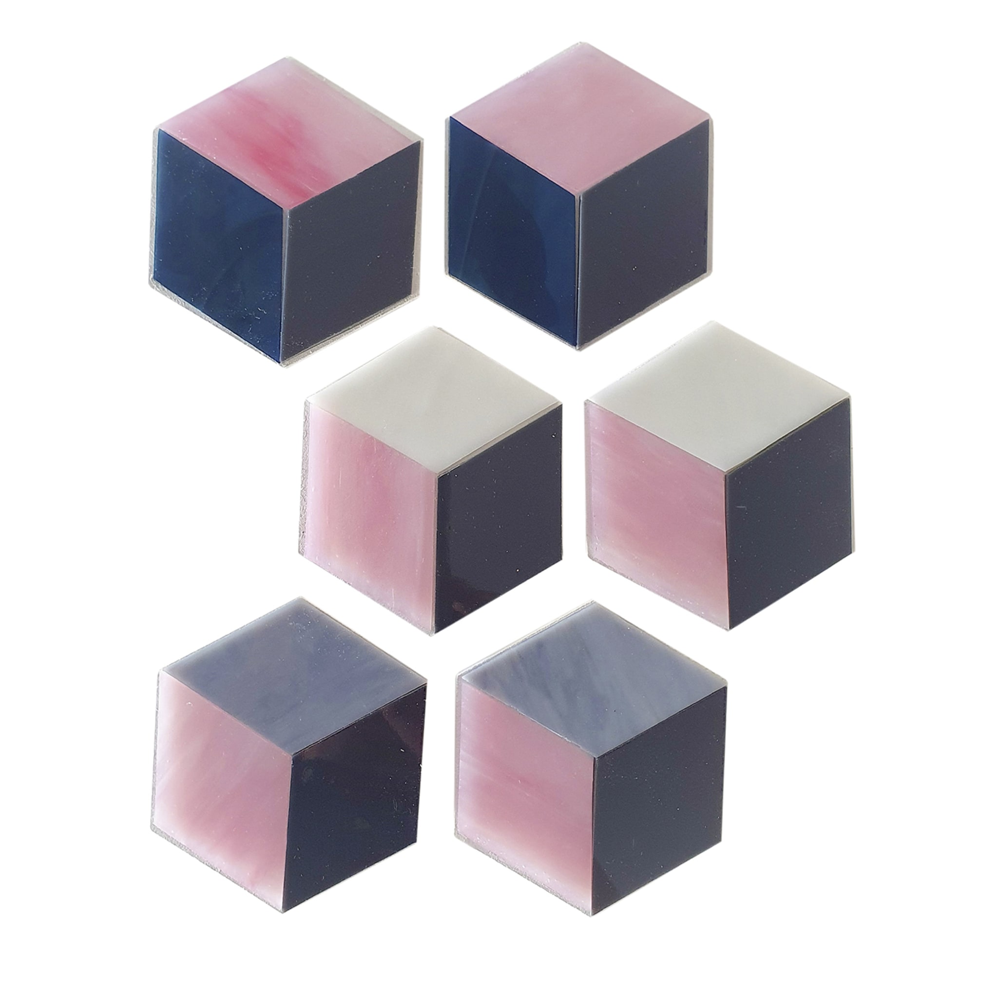 Posavasos hexagonales de cristal Tiffany rosa - Vista principal