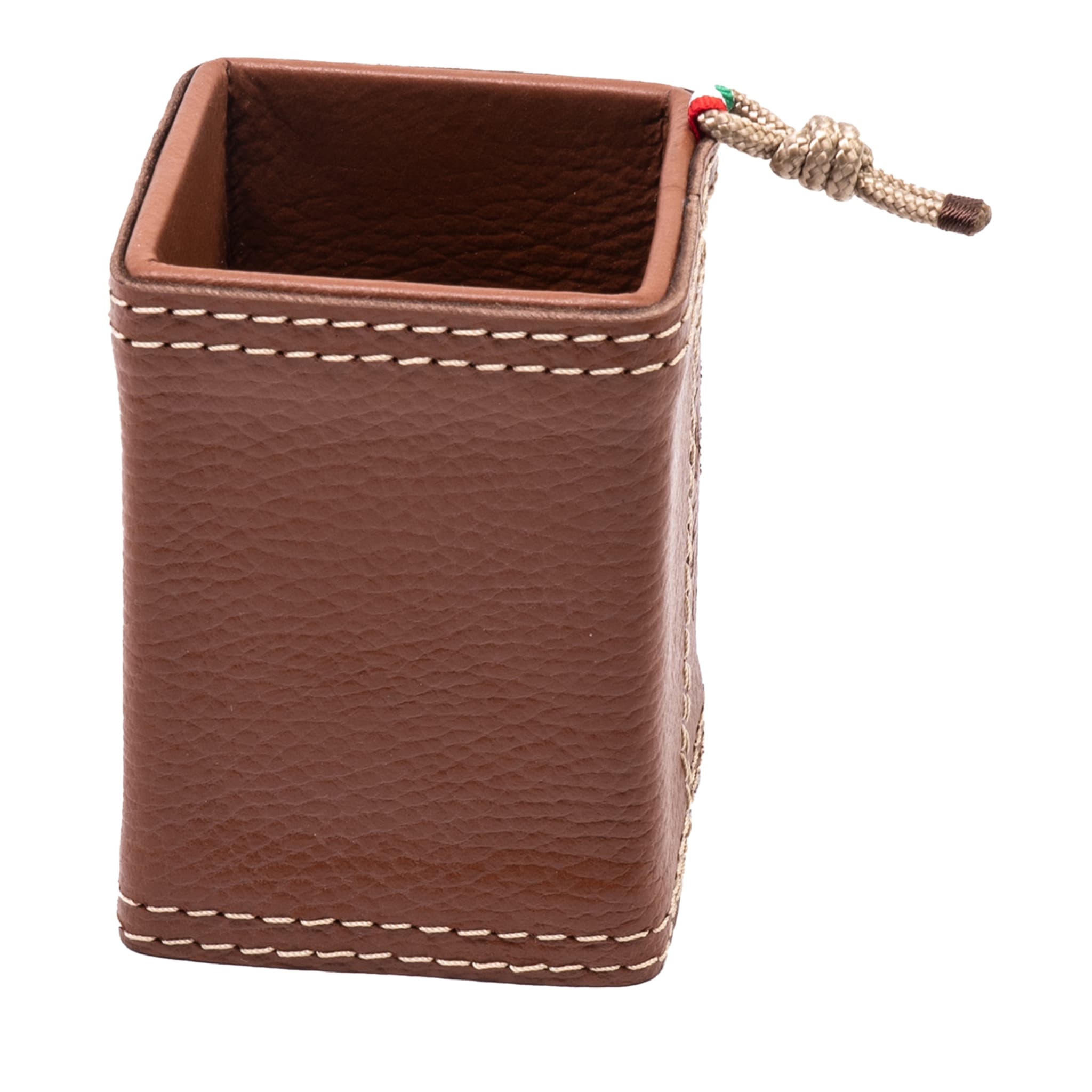 Beige Eco-Leather Pen Holder with Rope Insert - Main view