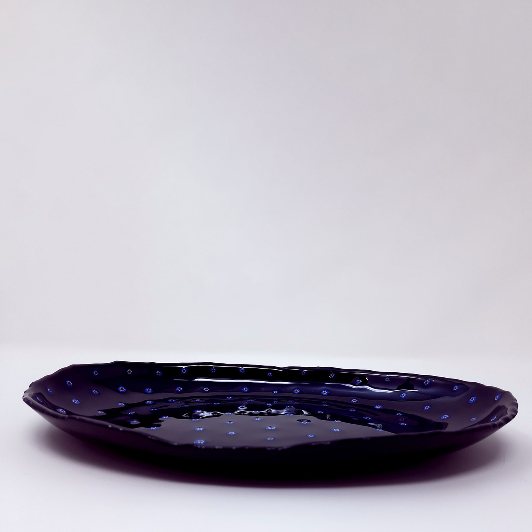 Black Glass Serving Platter with floral murrini inlays - Alternative view 2