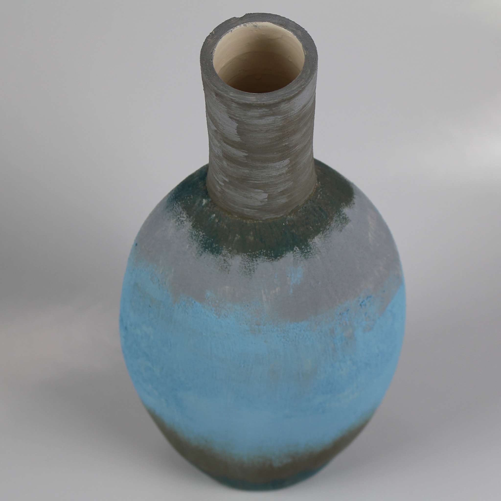 Bulging Light-Blue, Gray, Green Vase 13 by Mascia Meccani - Alternative view 2