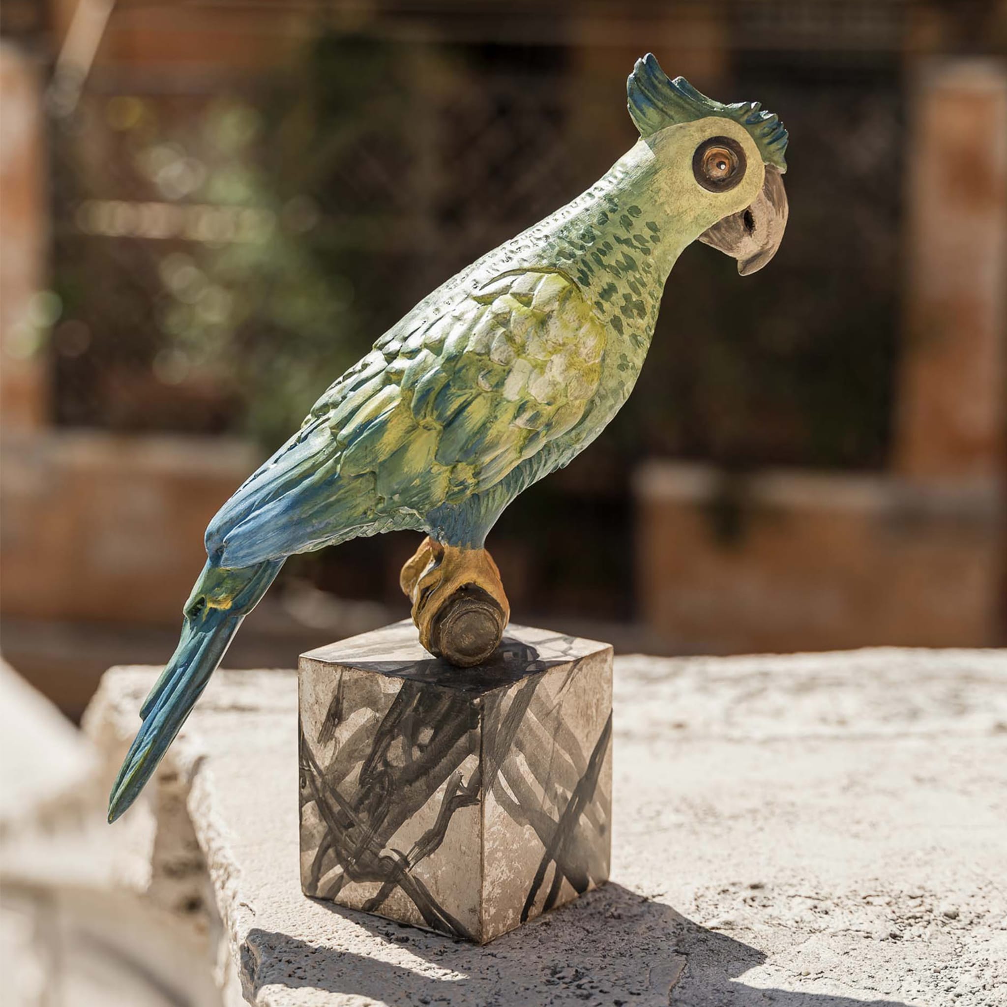 Hand-Painted Parrot in Green - Alternative view 1