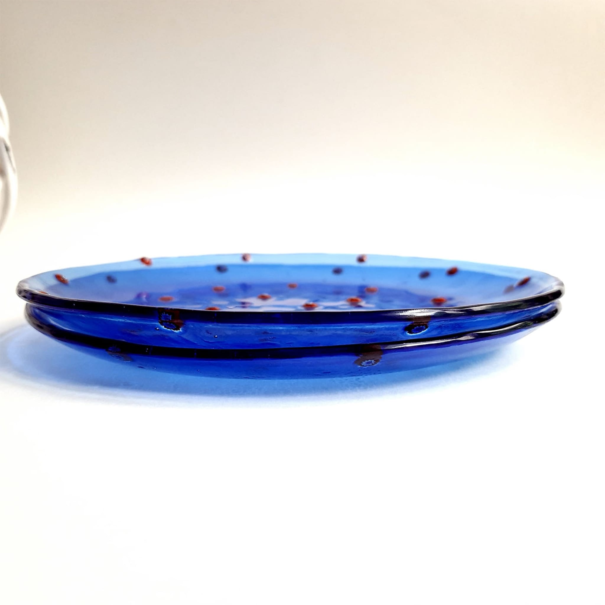Mare Set Of 4 Blue Floral Glass Dessert Plates with murrina inlays - Alternative view 1