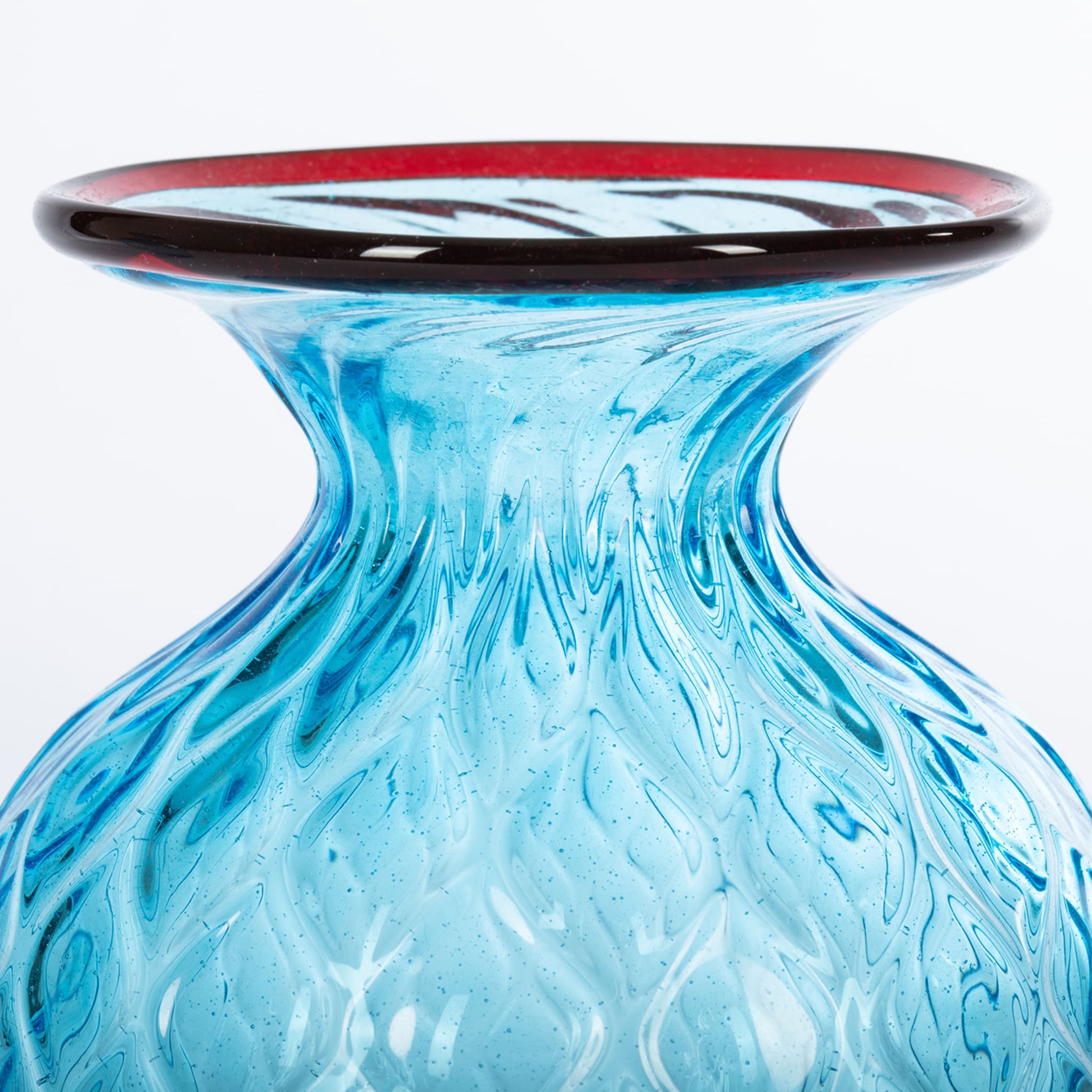 1950 Small Balloton Light-Blue Vase with Burgundy Rim - Alternative view 3