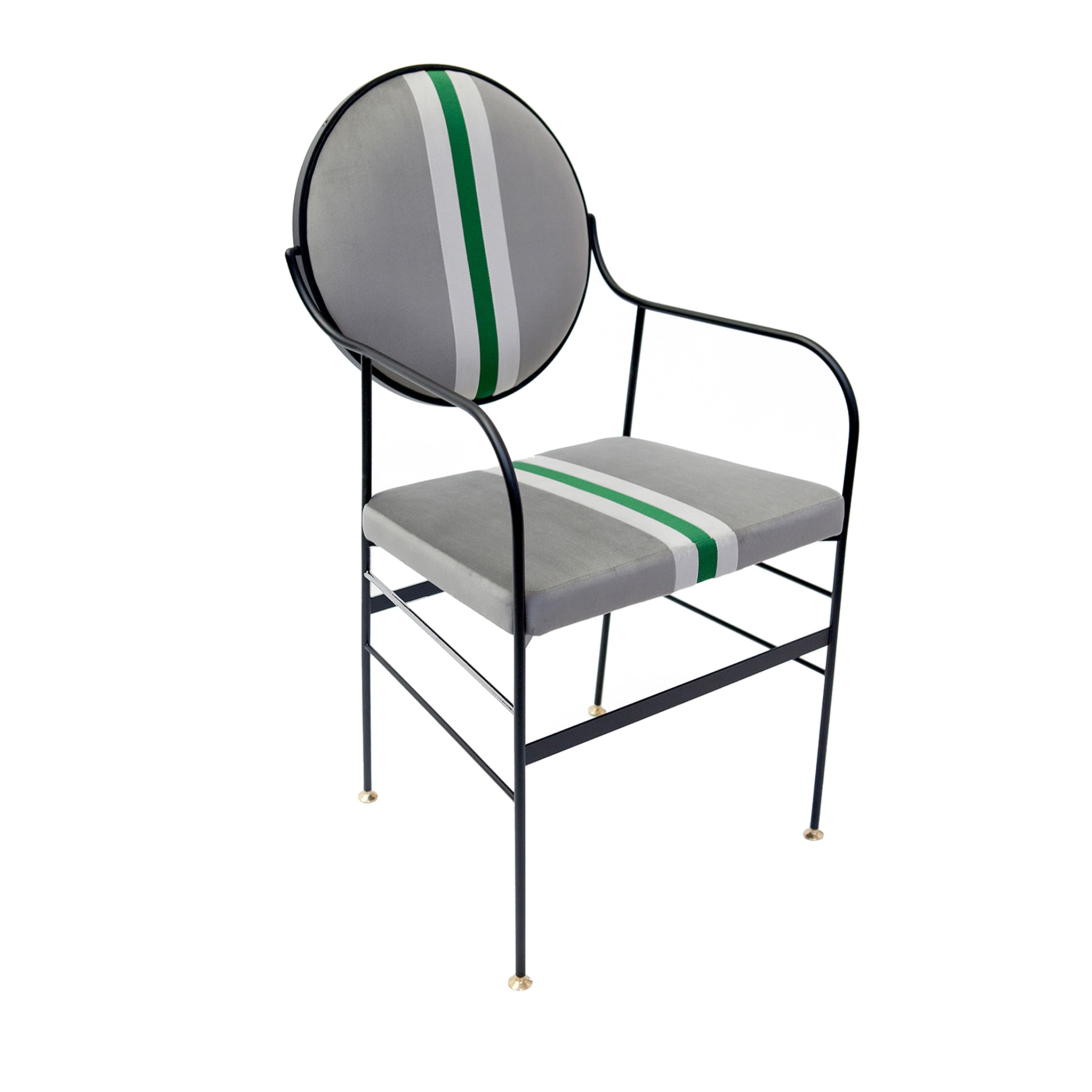 Set of 2 Luigina Guccio Grey and Green Striped Chair - Main view