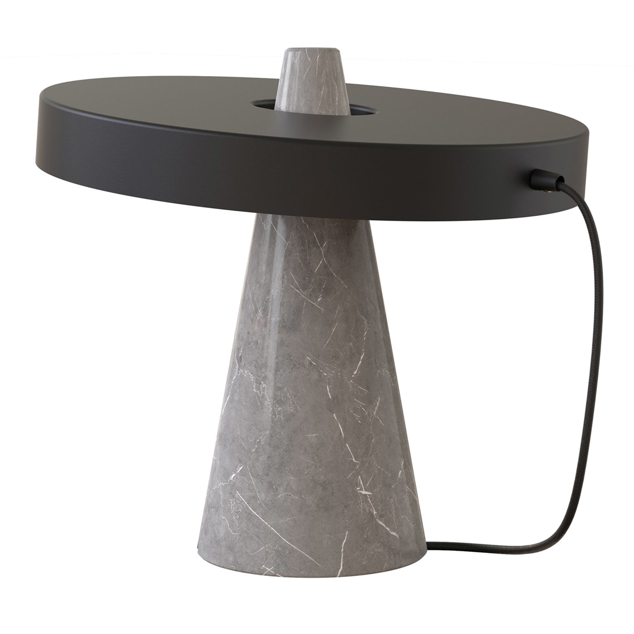 ED039 Lampe de table en pierre grise et noir - Vue principale