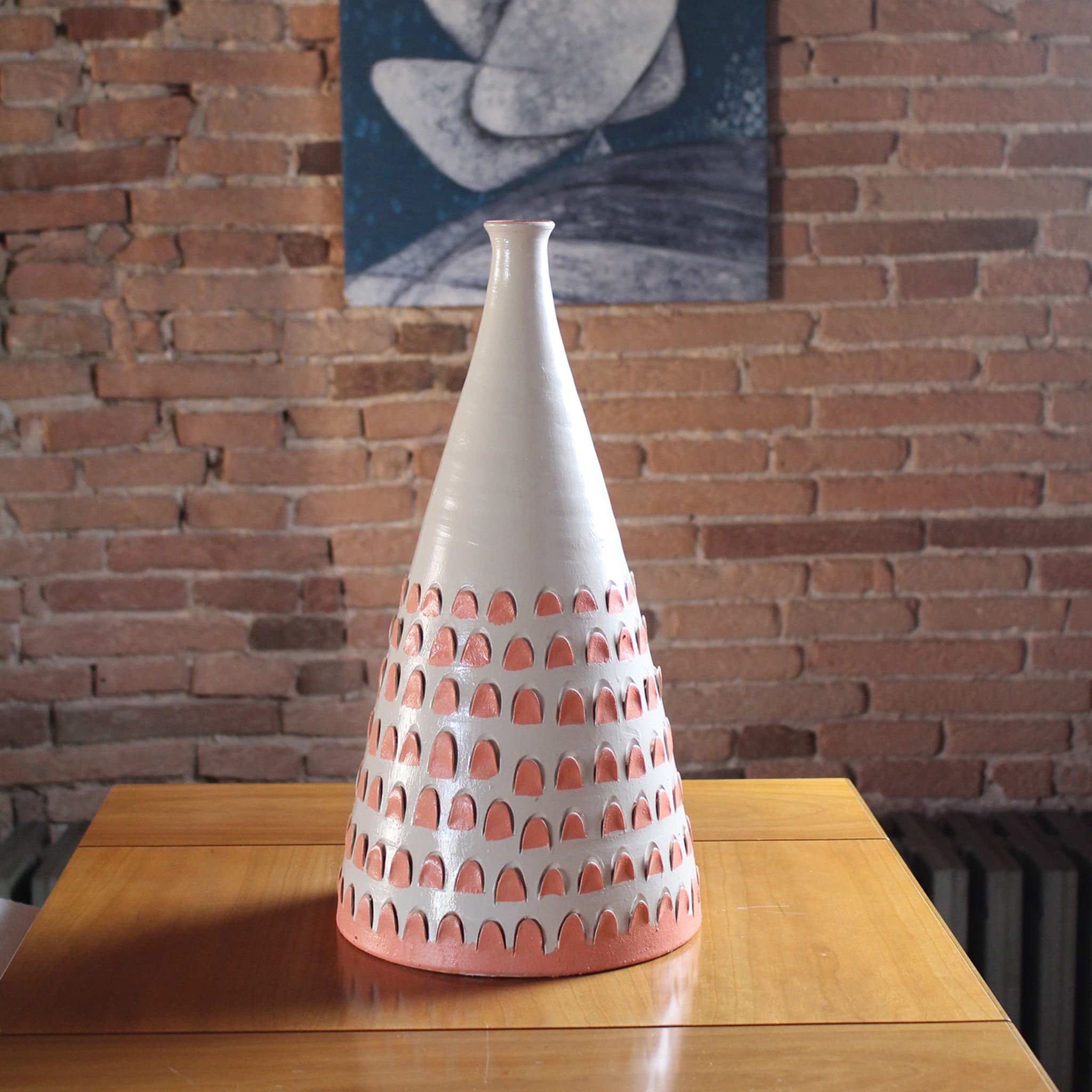 Conical Ecru & Orange Vase 21 by Mascia Meccani - Alternative view 2
