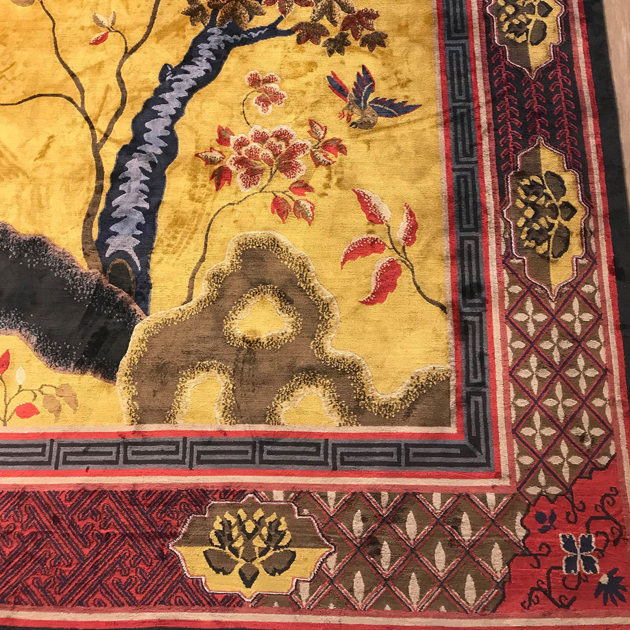 Chinese Phoenix Antique Gold Rectangular Rug - Alternative view 3