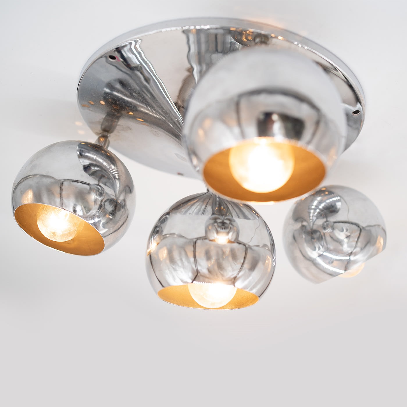 4-Light 1960 Reggiani Chromed Ceiling Lamp - Enrico Neri & C. snc