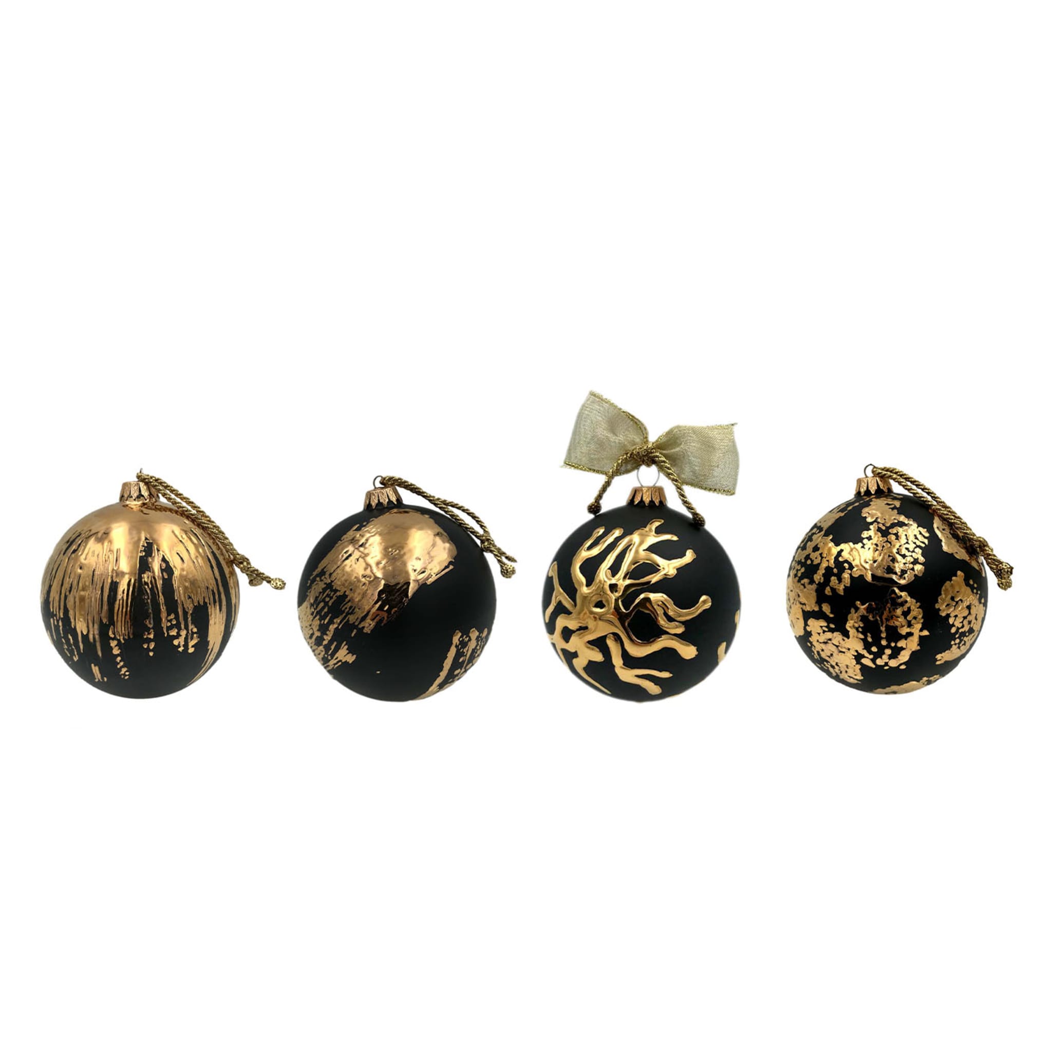Foglie Ceramic Christmas Ornament Black and Gold - Alternative view 1