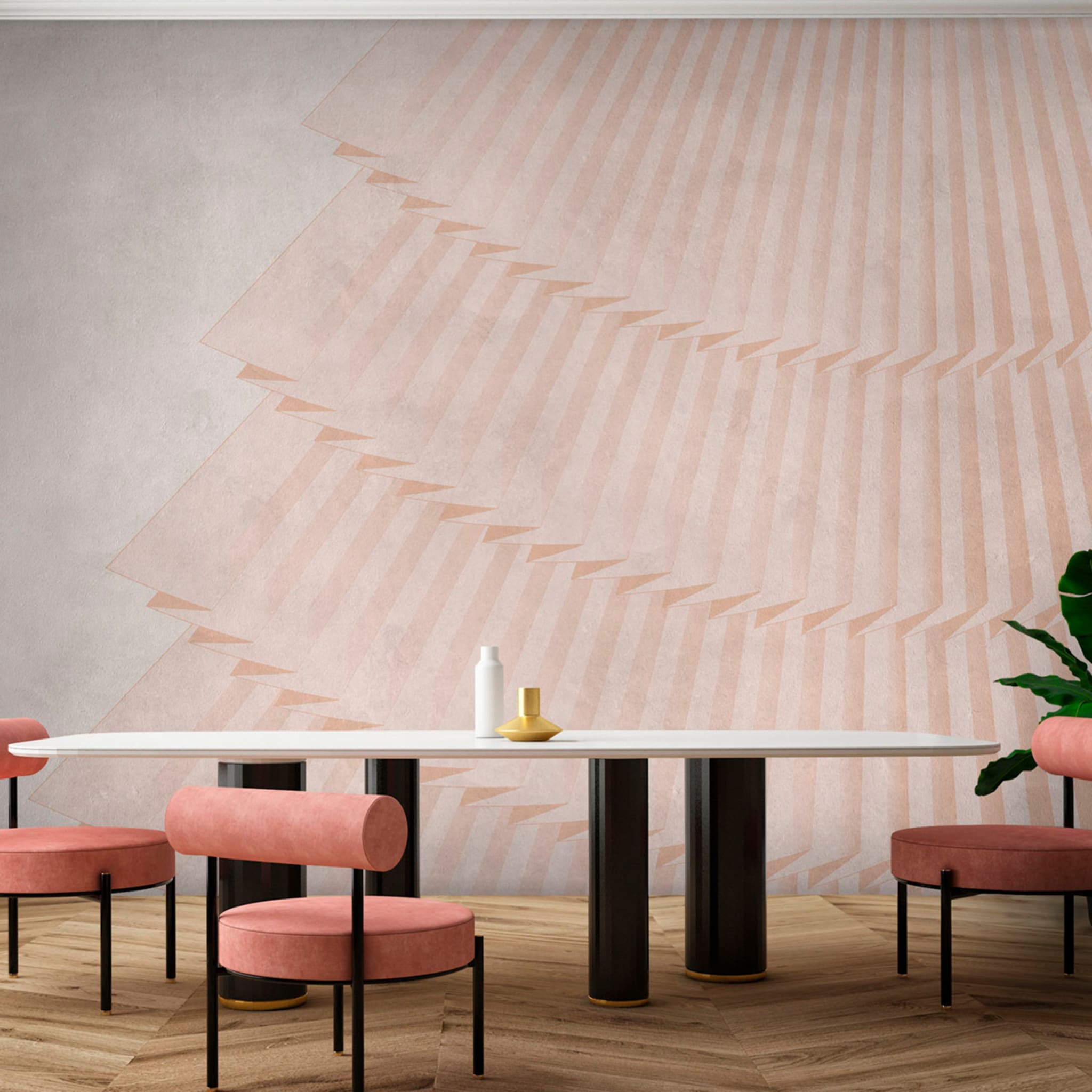 Papel pintado plisado vertical Abanico rosa - Vista alternativa 2
