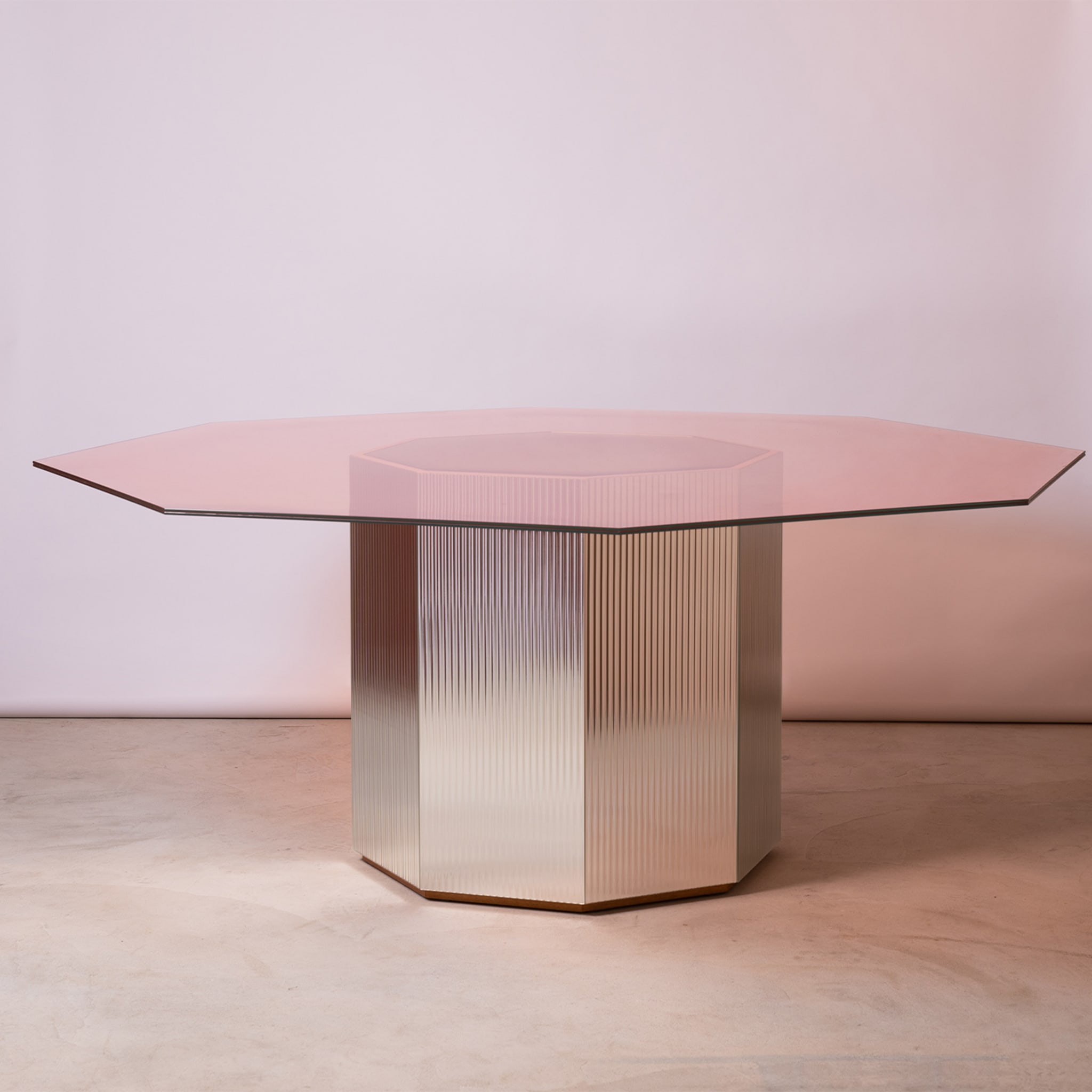 Sandra e Raimondo 180 Grande table de salle à manger en verre et bois rose - Vue alternative 3