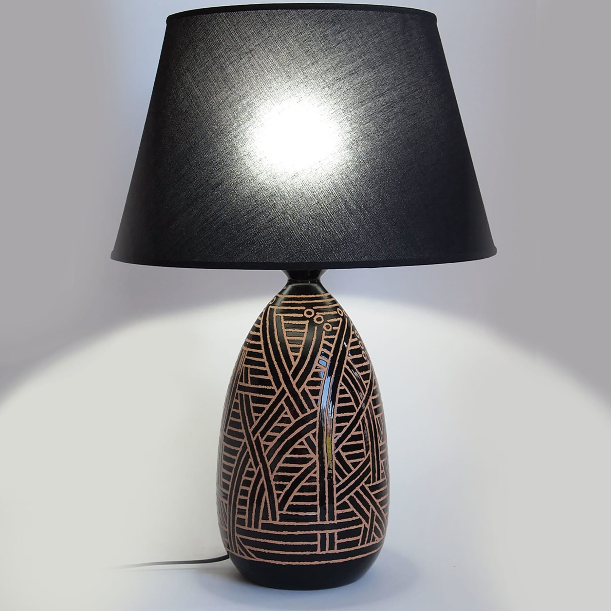 Patterned Black & Terracotta Table Lamp - Alternative view 3