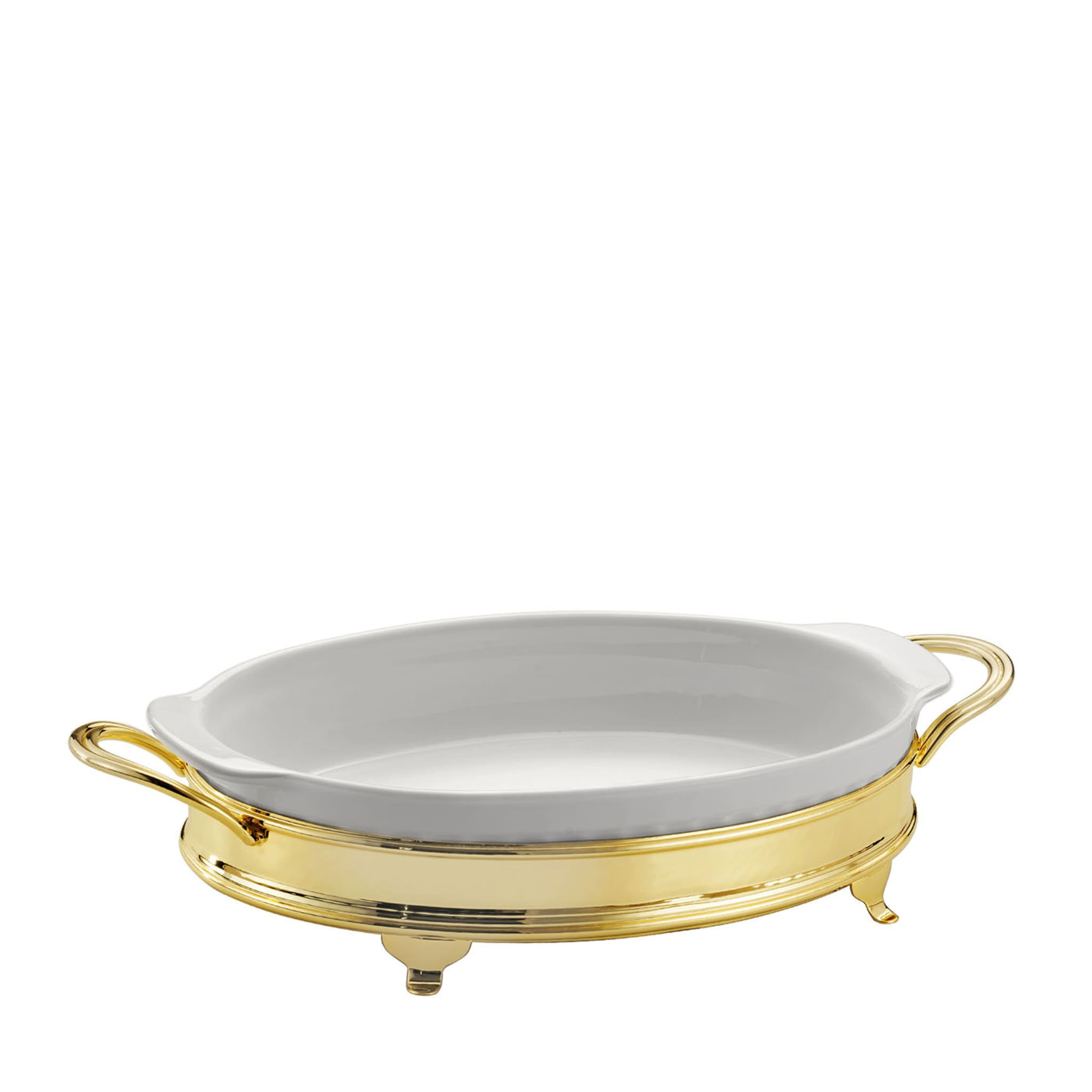Oval Baking Dish with Two-Handle Golden Holder - Main view