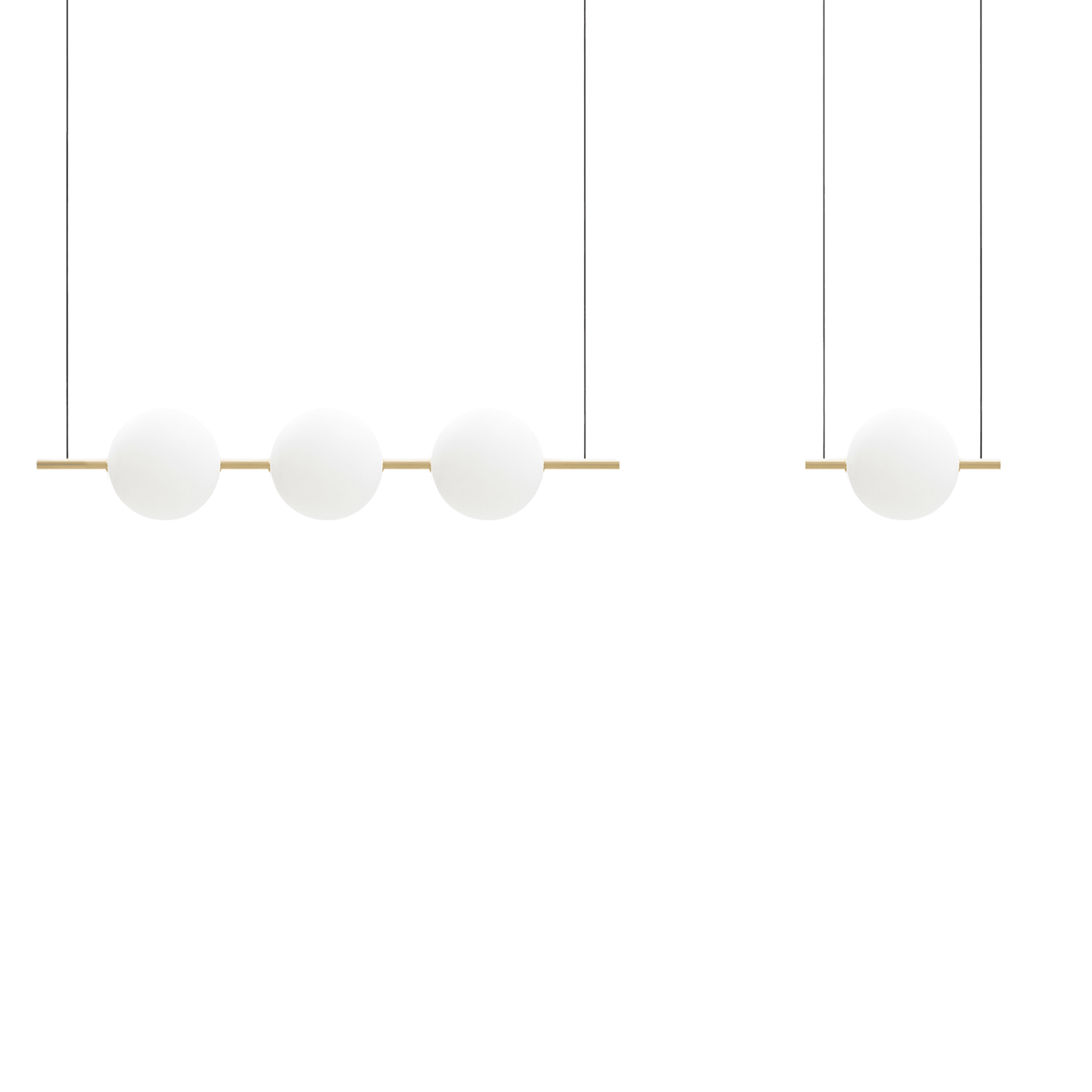 Alma Natural Brass & White Glass 3-Lights Pendant Lamp - Alternative view 1