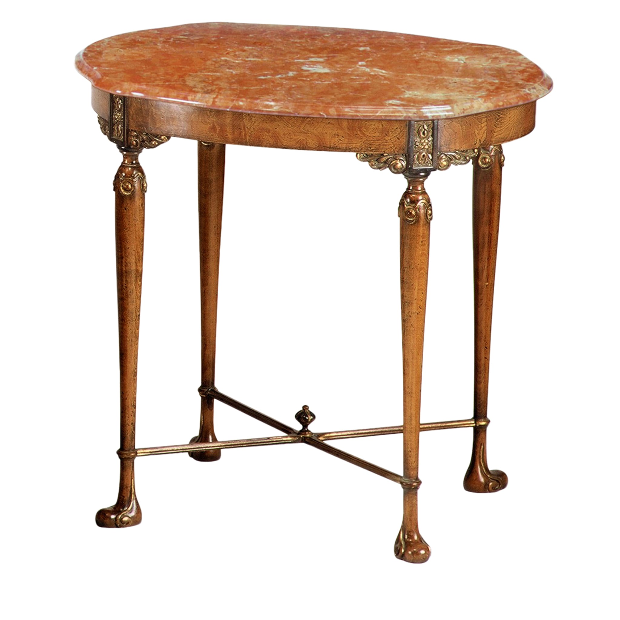 Tavolino in stile vittoriano in breccia pernice e faggio - Vista principale