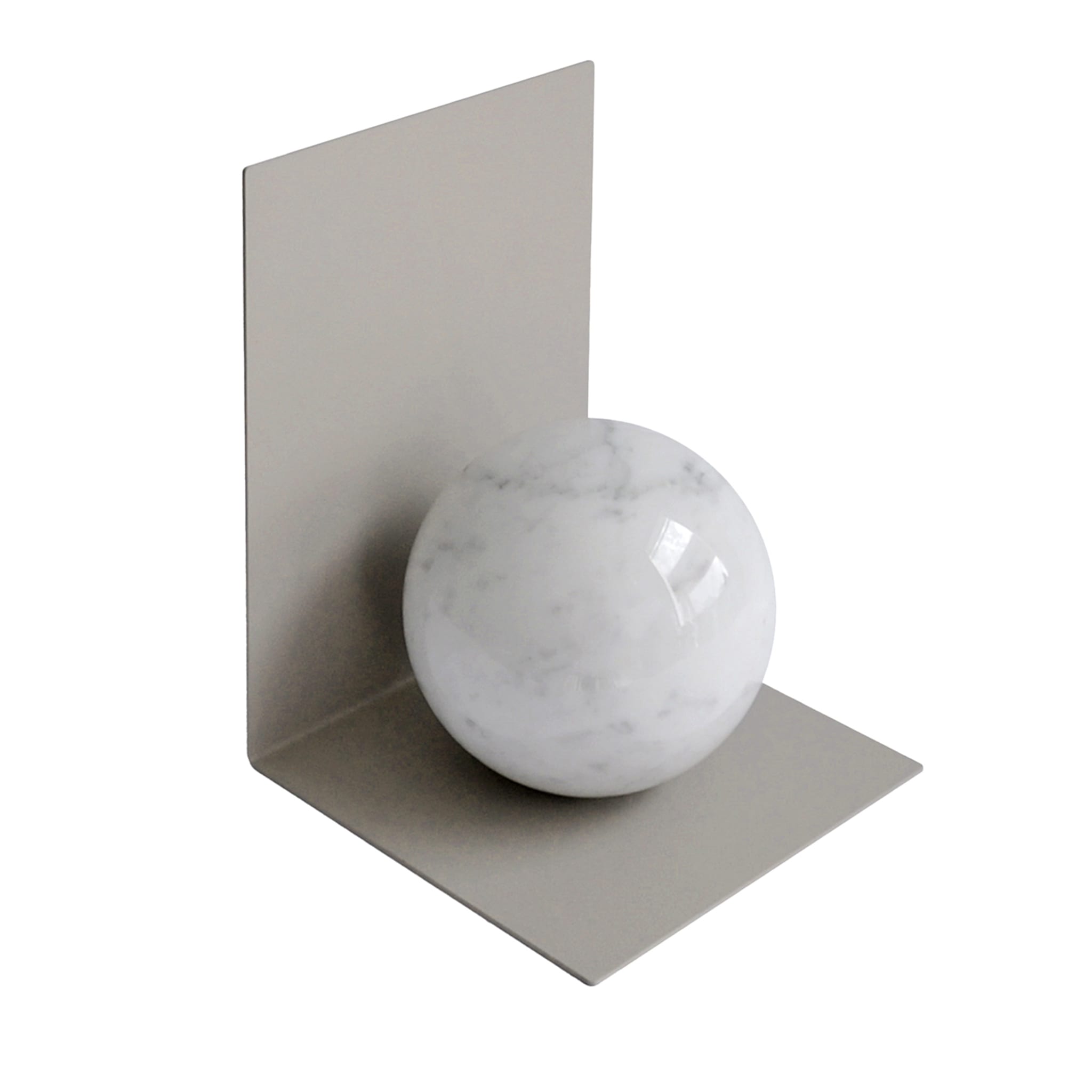 Serre-livres en marbre blanc de Carrare avec sphère - Vue principale