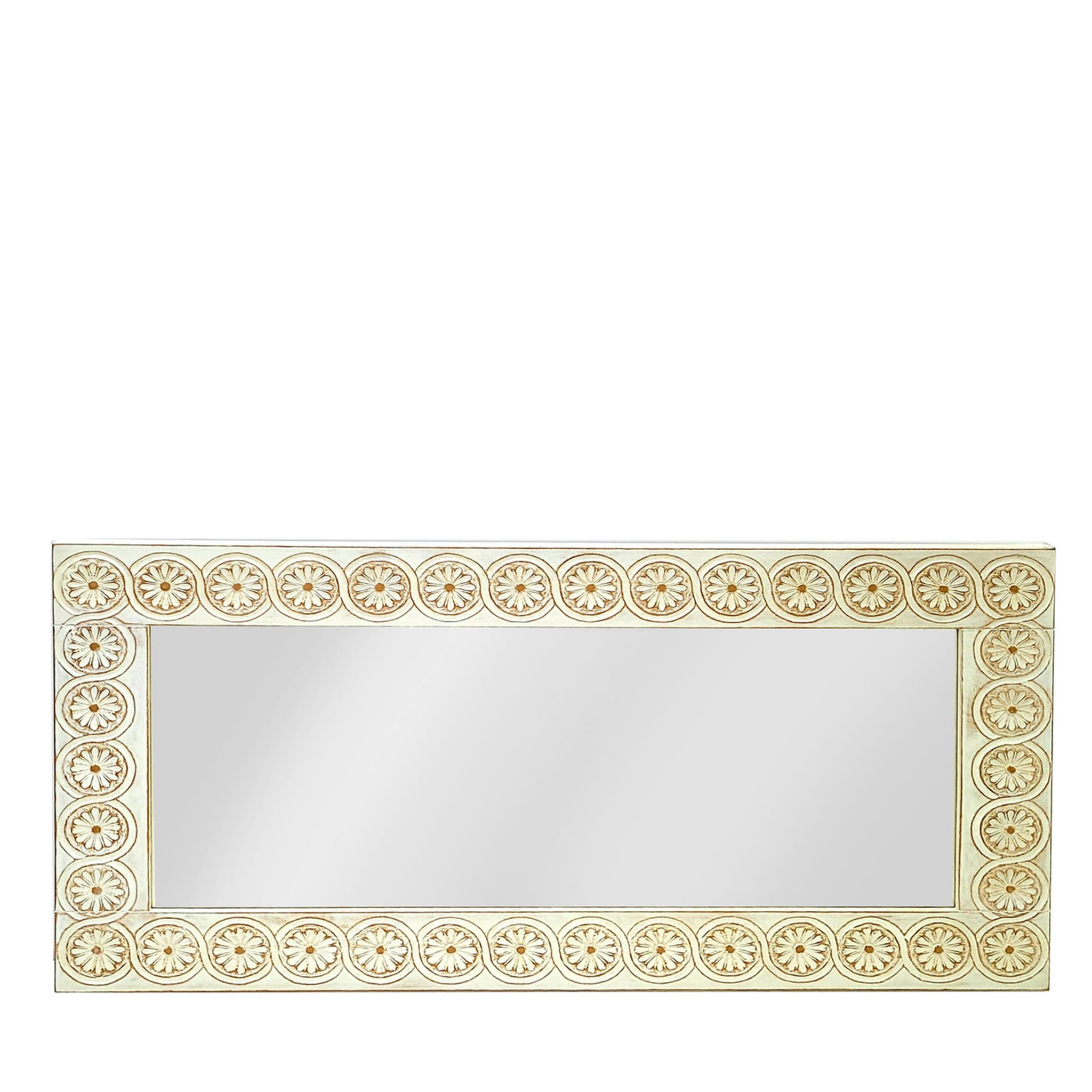 Miroir rectangulaire incrusté de motifs floraux - Vue principale