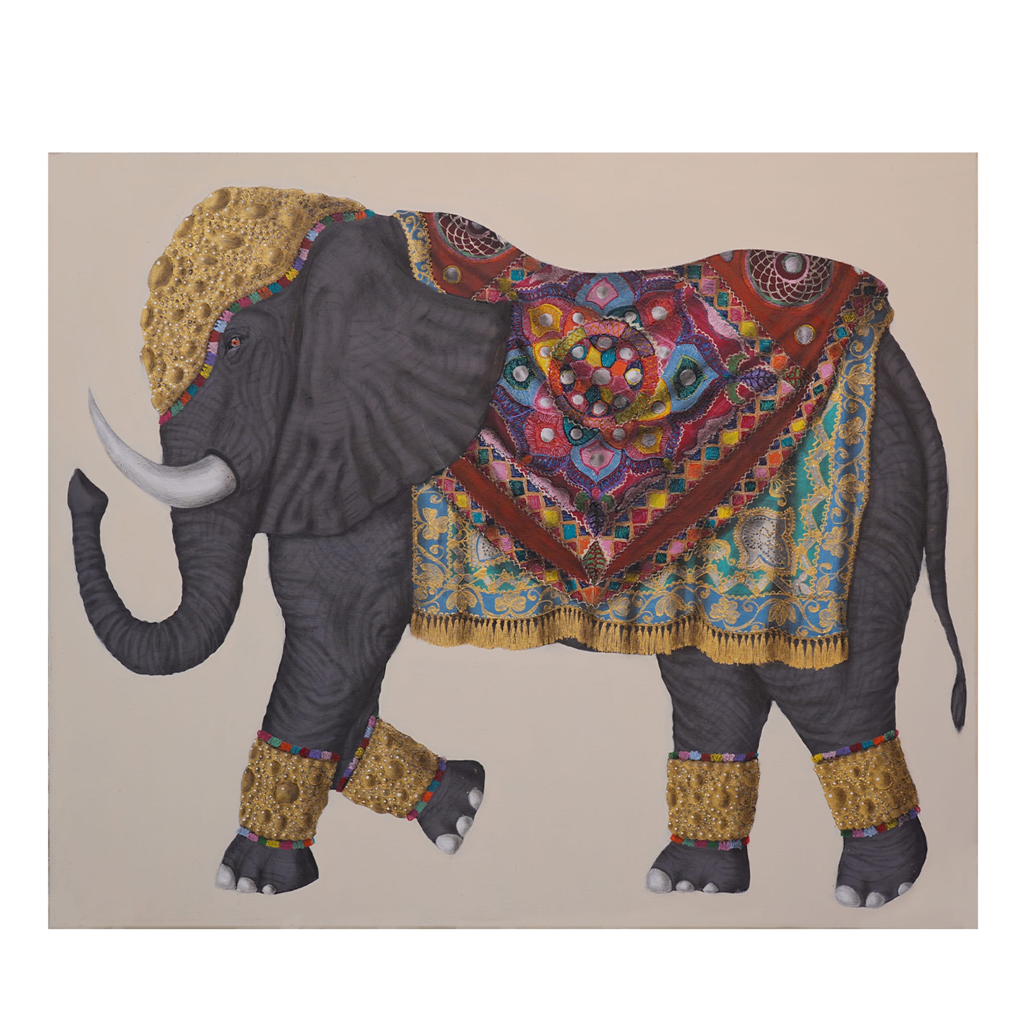 Elefante del Rajasthan Pittura - Vista principale