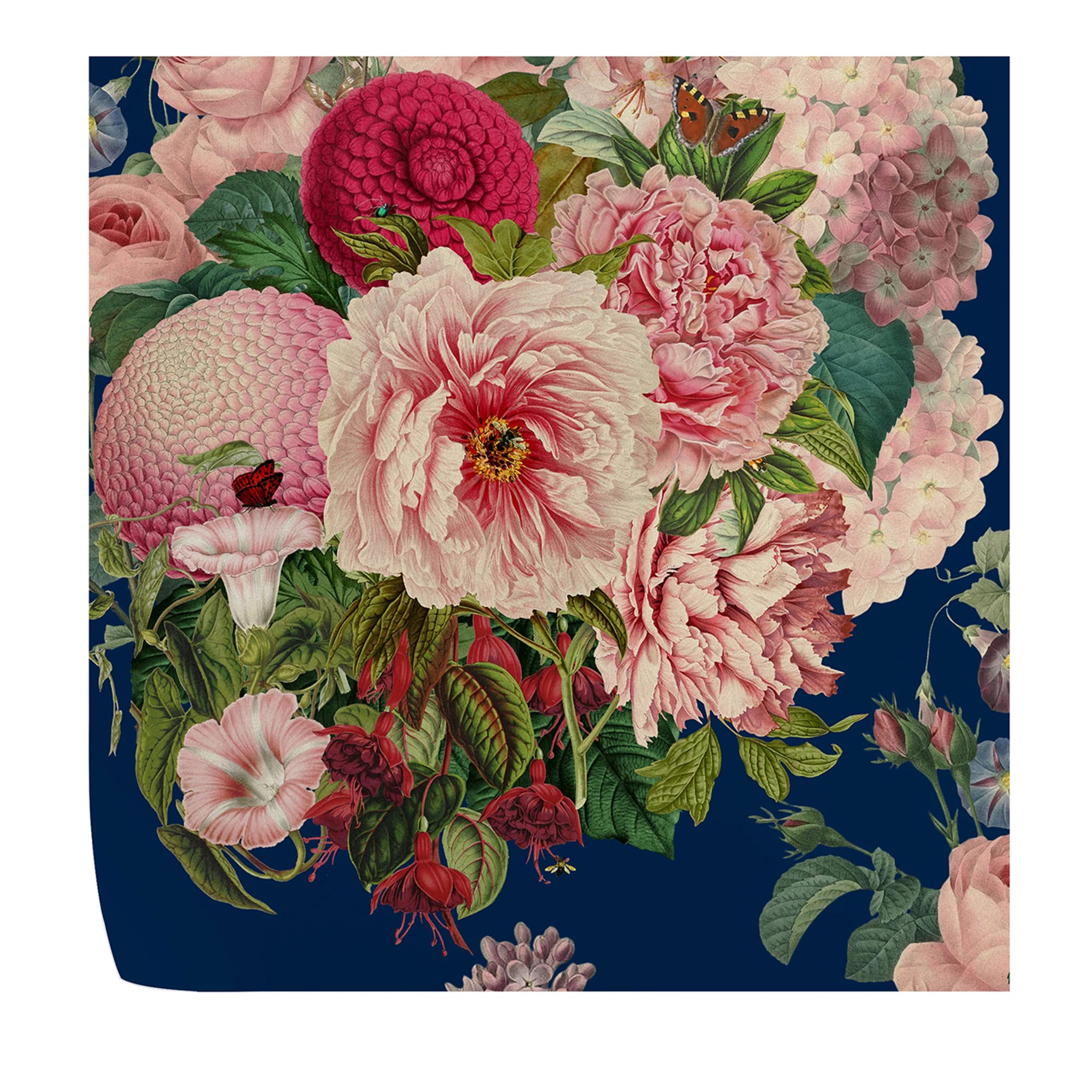 Papier peint hollandais floral bleu - Vue principale