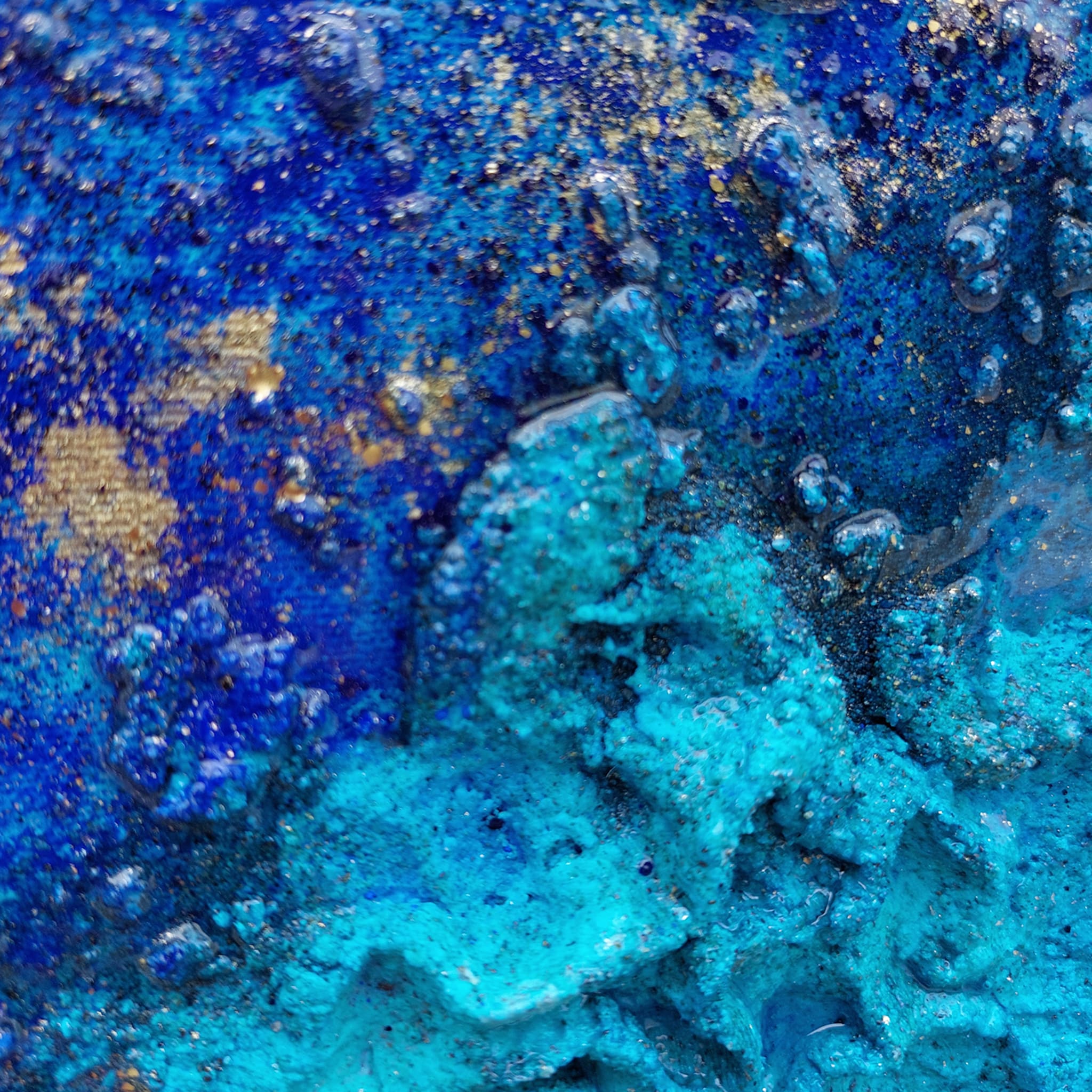 Pittura a tecnica mista della barriera corallina blu intenso - Vista alternativa 4