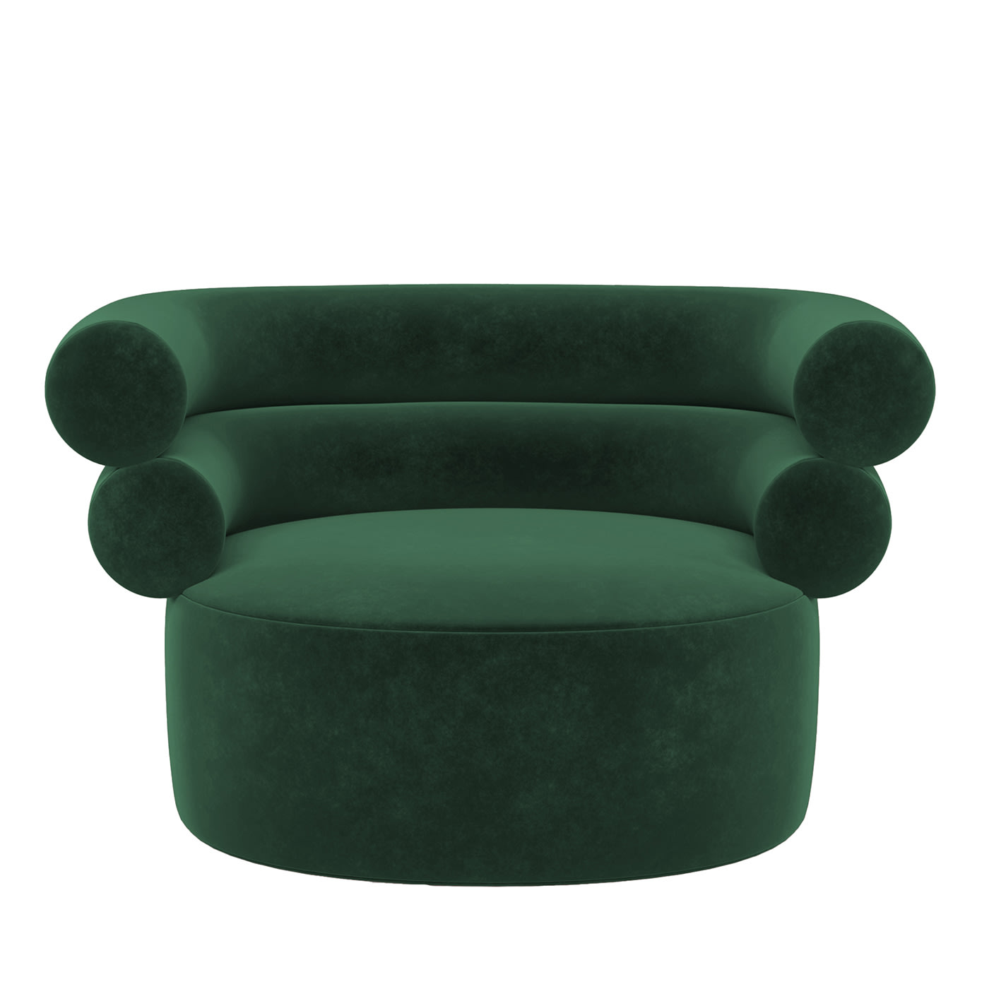 Tube Emerald-Green Velvet Armchair - Loopo