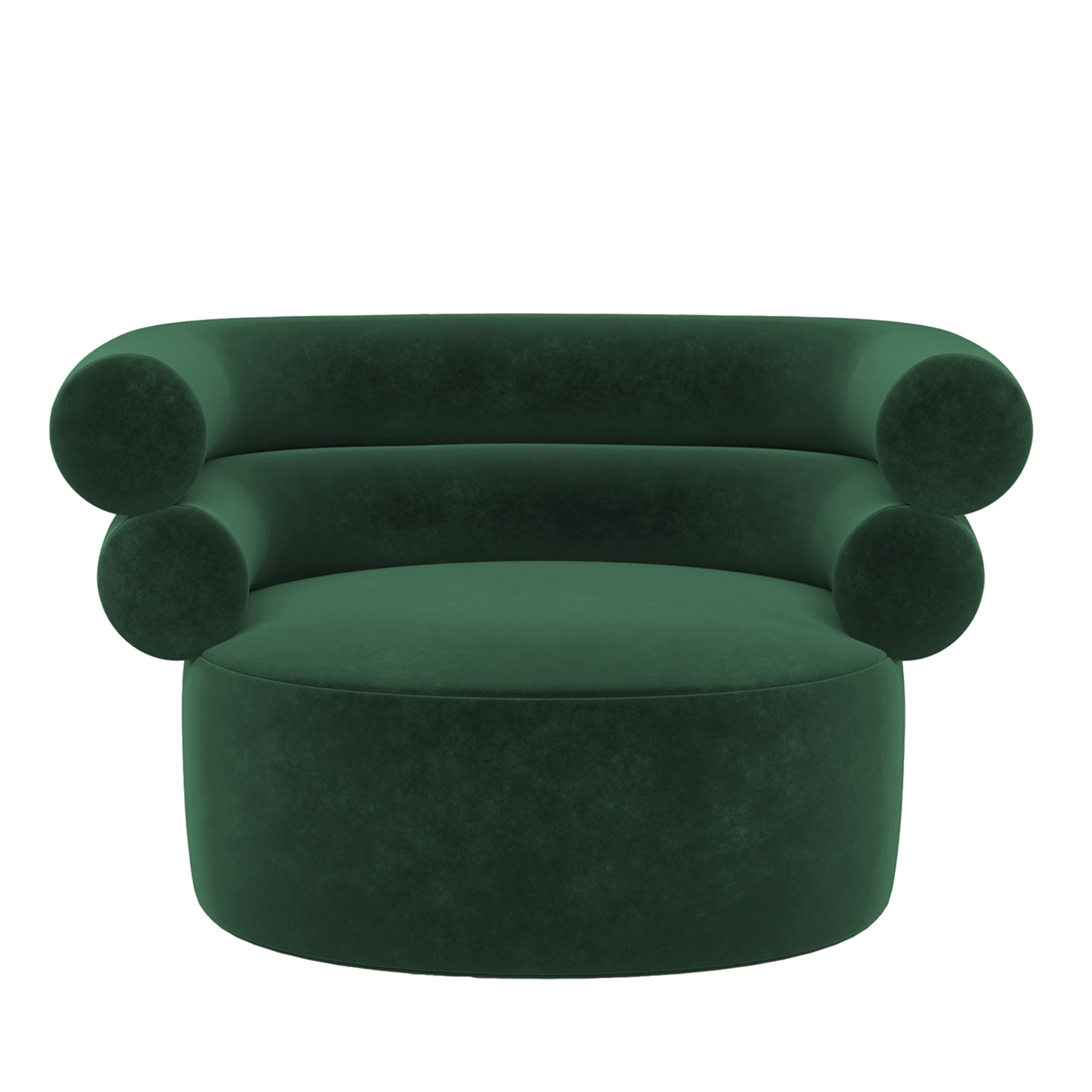 Tube Emerald-Green Velvet Armchair - Main view