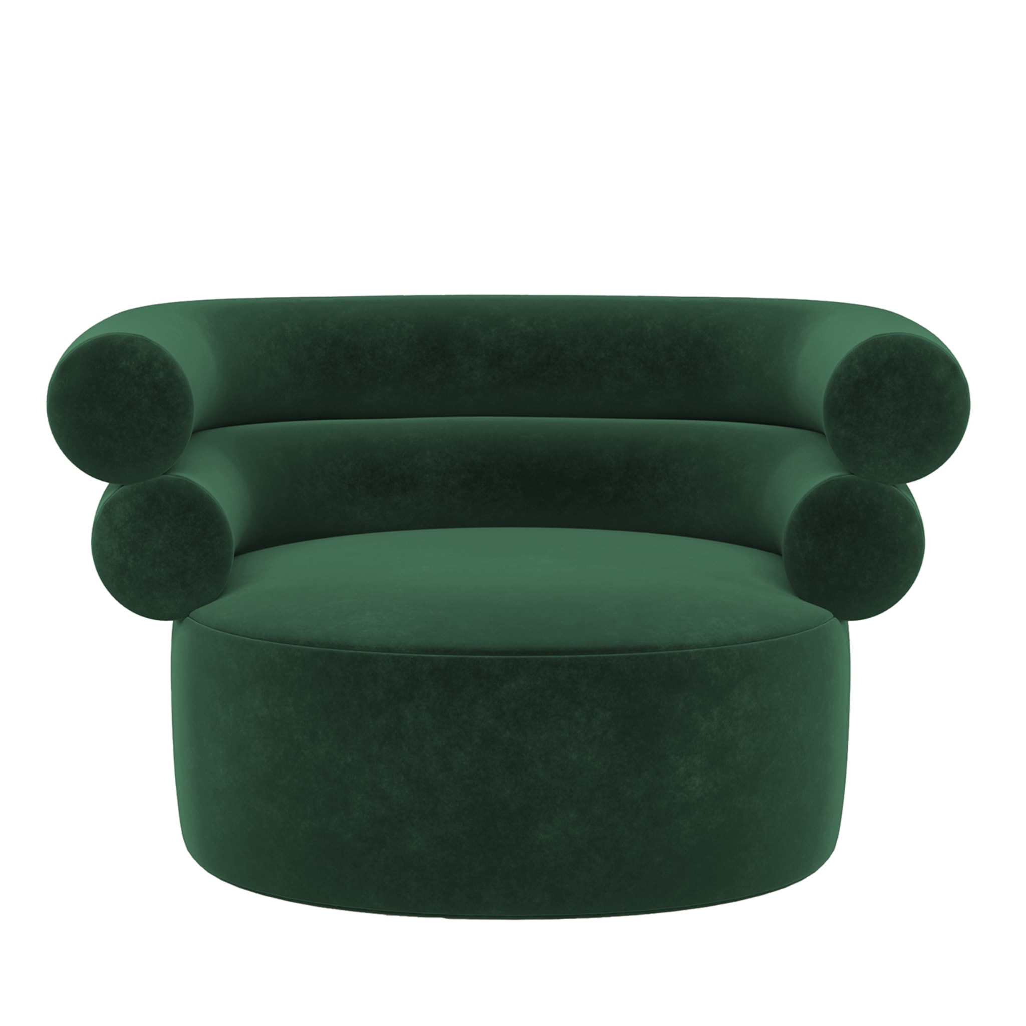 Fauteuil en velours vert émeraude Tube - Vue principale