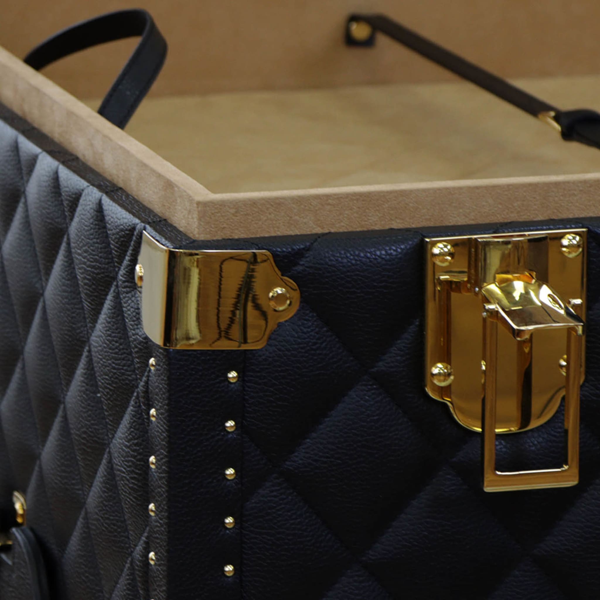 Regale Quilted Black & Gold Leather Trunk - Alternative view 2