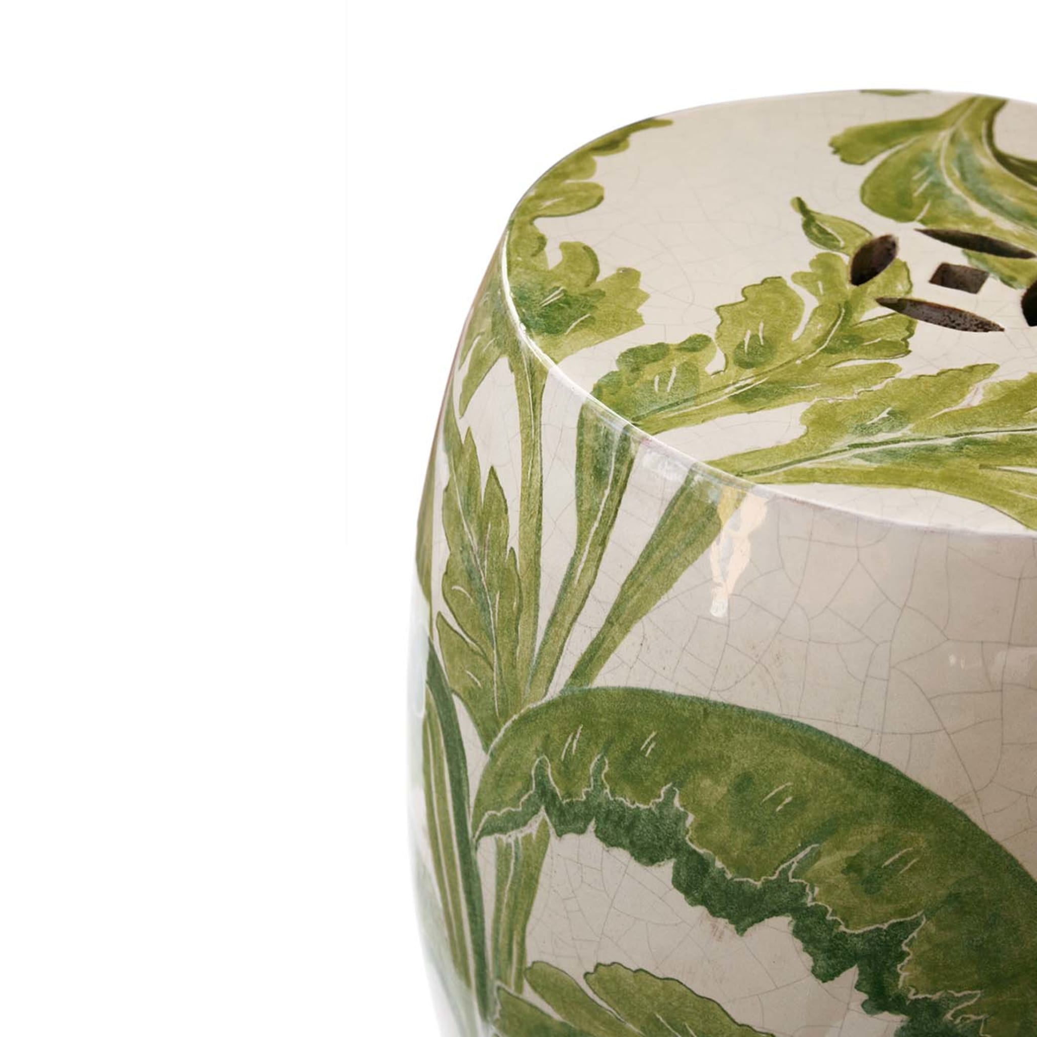 Banana Tree Leaves Ceramic Pouf with Fretworks - Alternative view 1