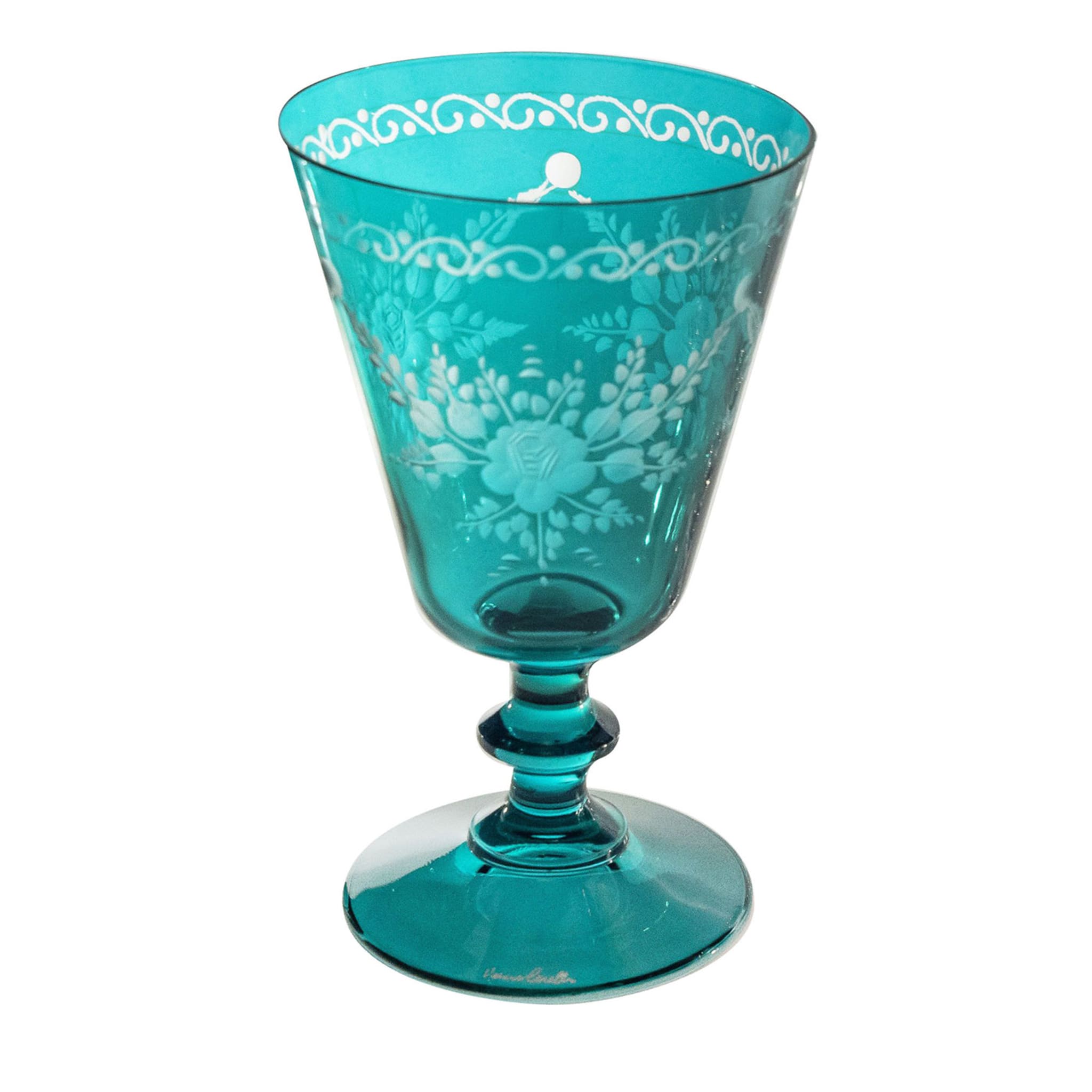 Vienna Set of 6 Etched Teal Water Glasses - Main view