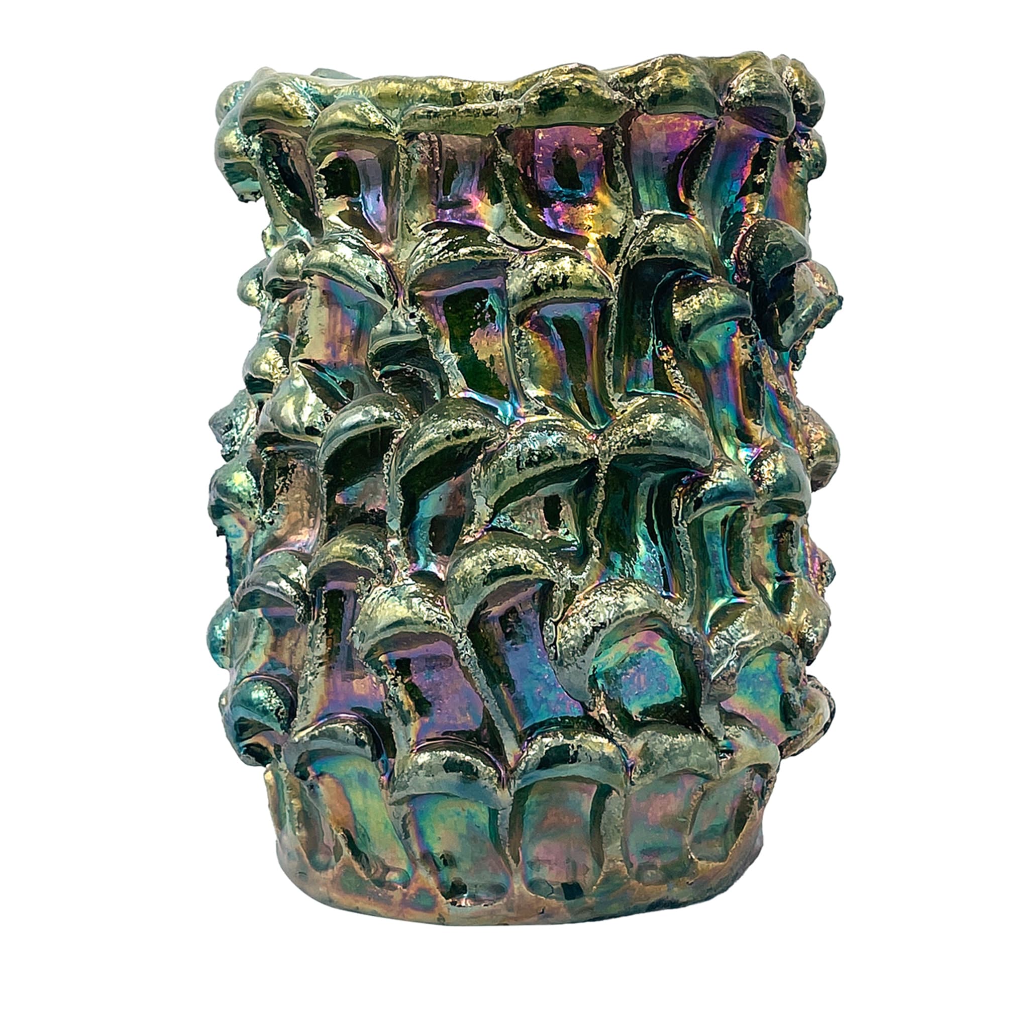 Onda Iridescent Metallic Raku Vase #8 - Main view
