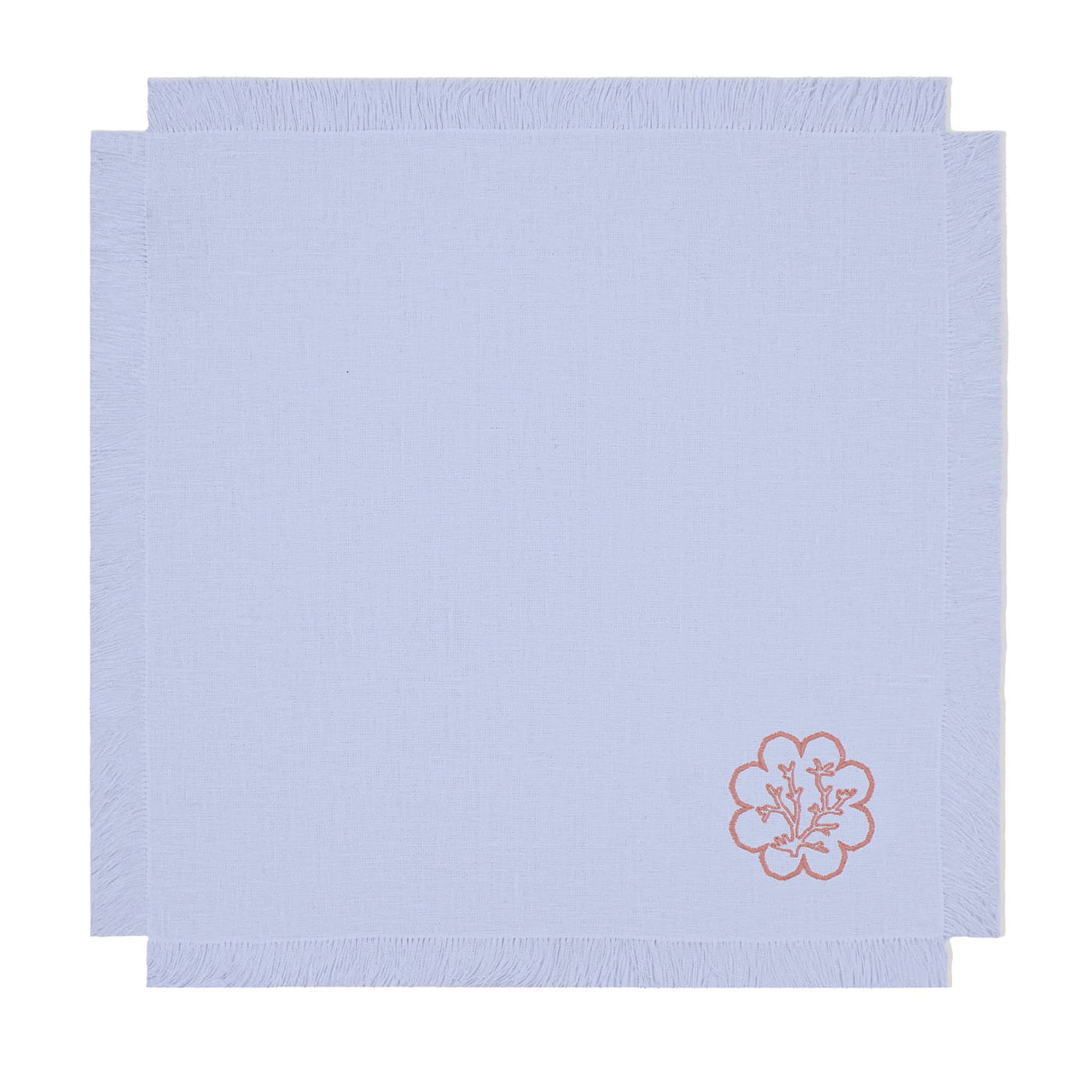 Corallo Rosa Set de 6 serviettes de table brodées à franges lilas - Vue principale