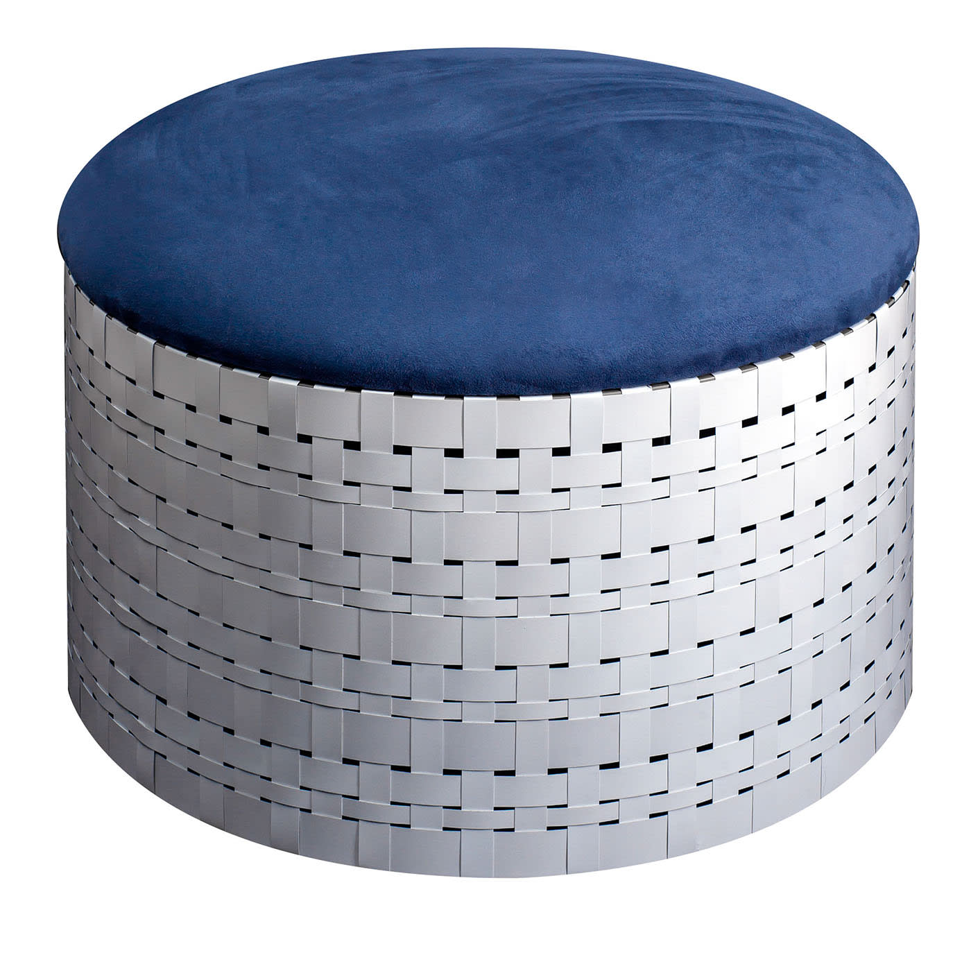 Campo White and Blue Pouf