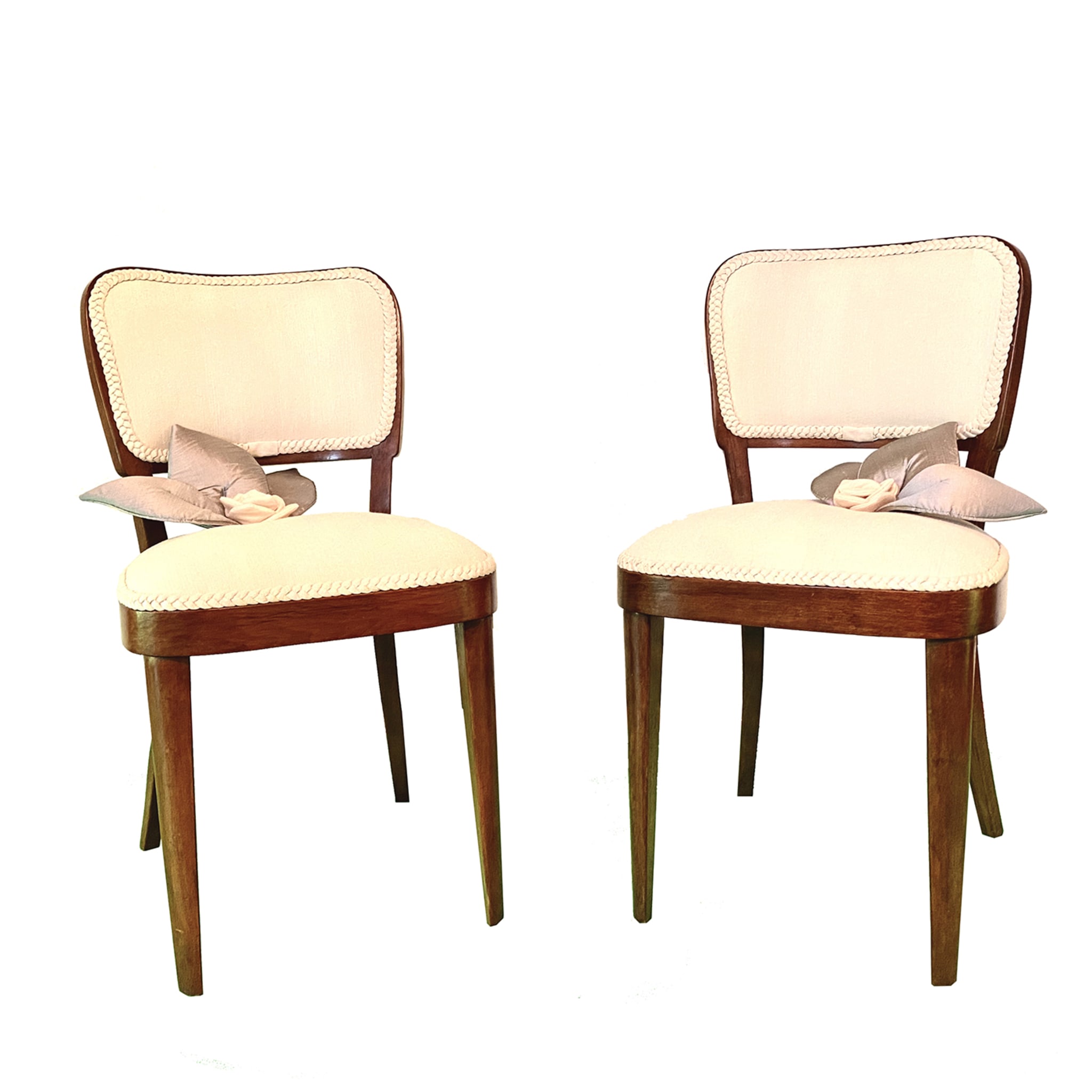 Ensemble de 2 chaises blanches en soie brute - Vue principale