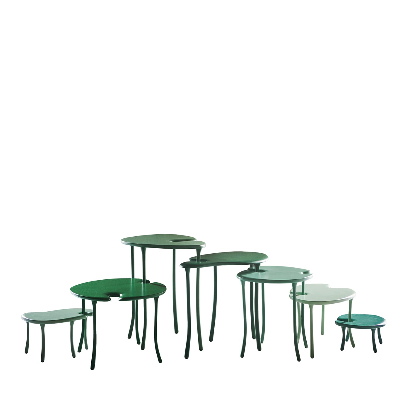 Tavo B 7-Piece Green Modular Set of Tables by Giuliano-Fukuda - Orografie