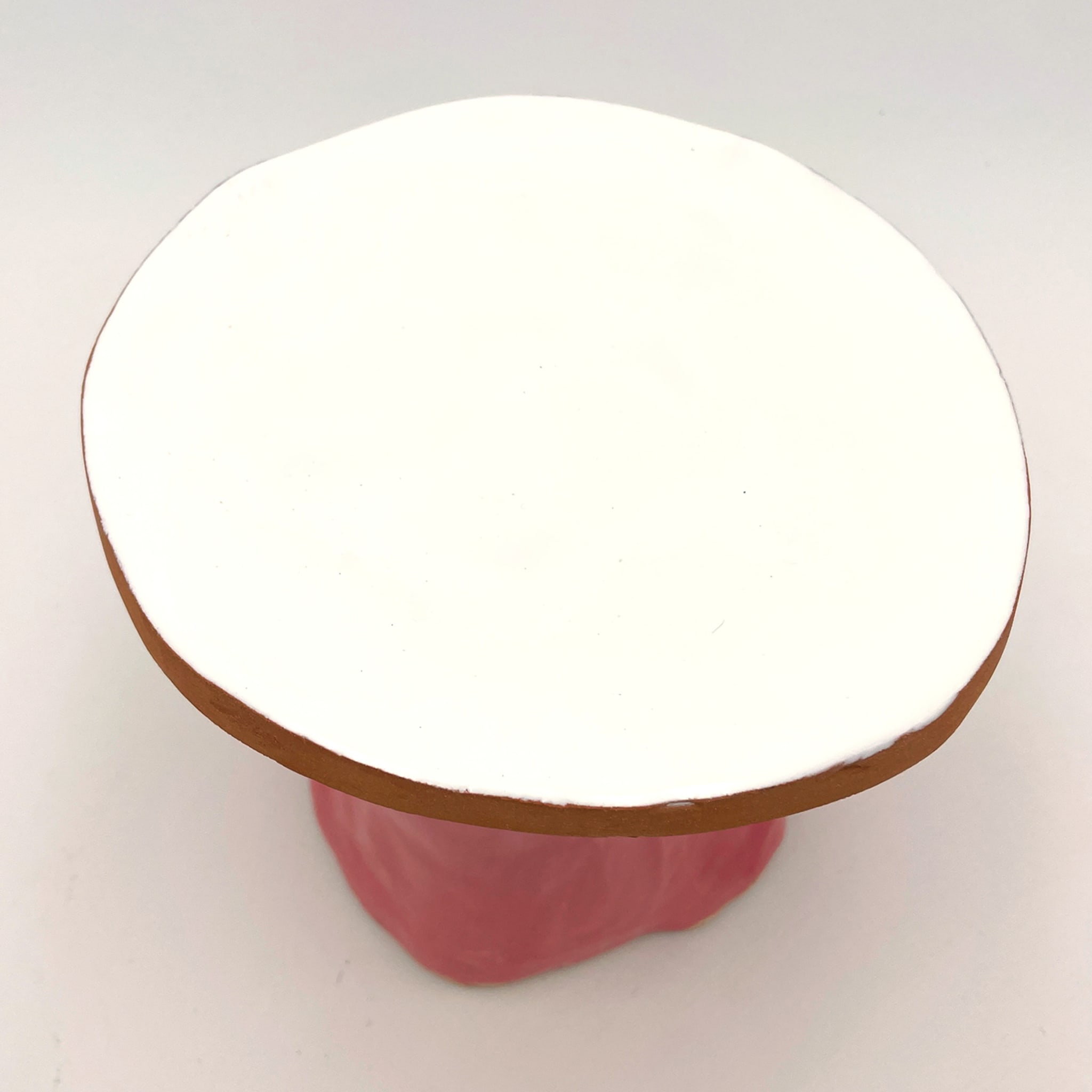 Alzata per torta Fungo Rock rosa e bianca lucida - Vista alternativa 1